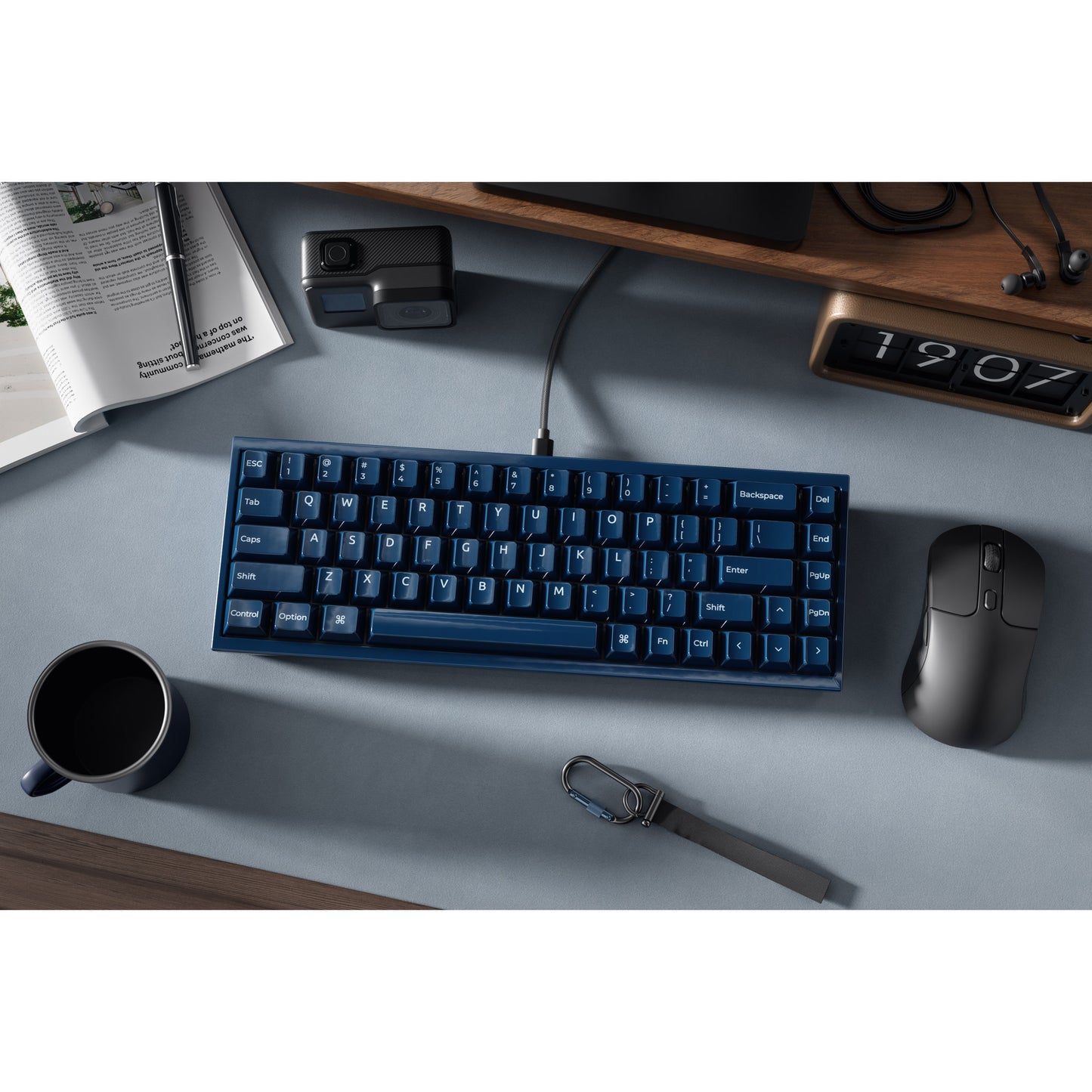 Keychron q16 he 8k magnetic switch keyboard (blauw, us lay-out (qwerty), ultra-fast lime, 65%, rgb, hot swap, 8k)