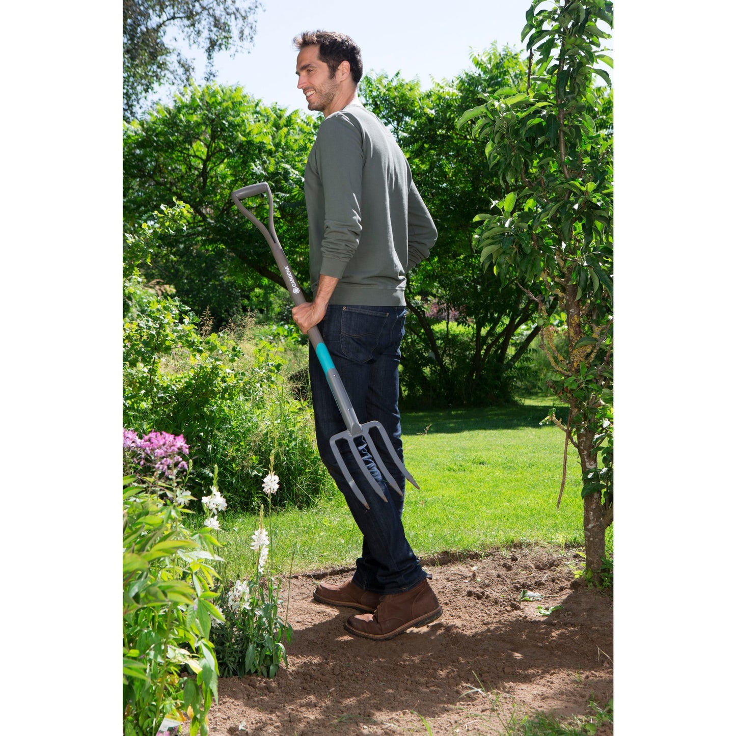 GARDENA natureline spitvork (houtkleur turquoise, 17002-20)