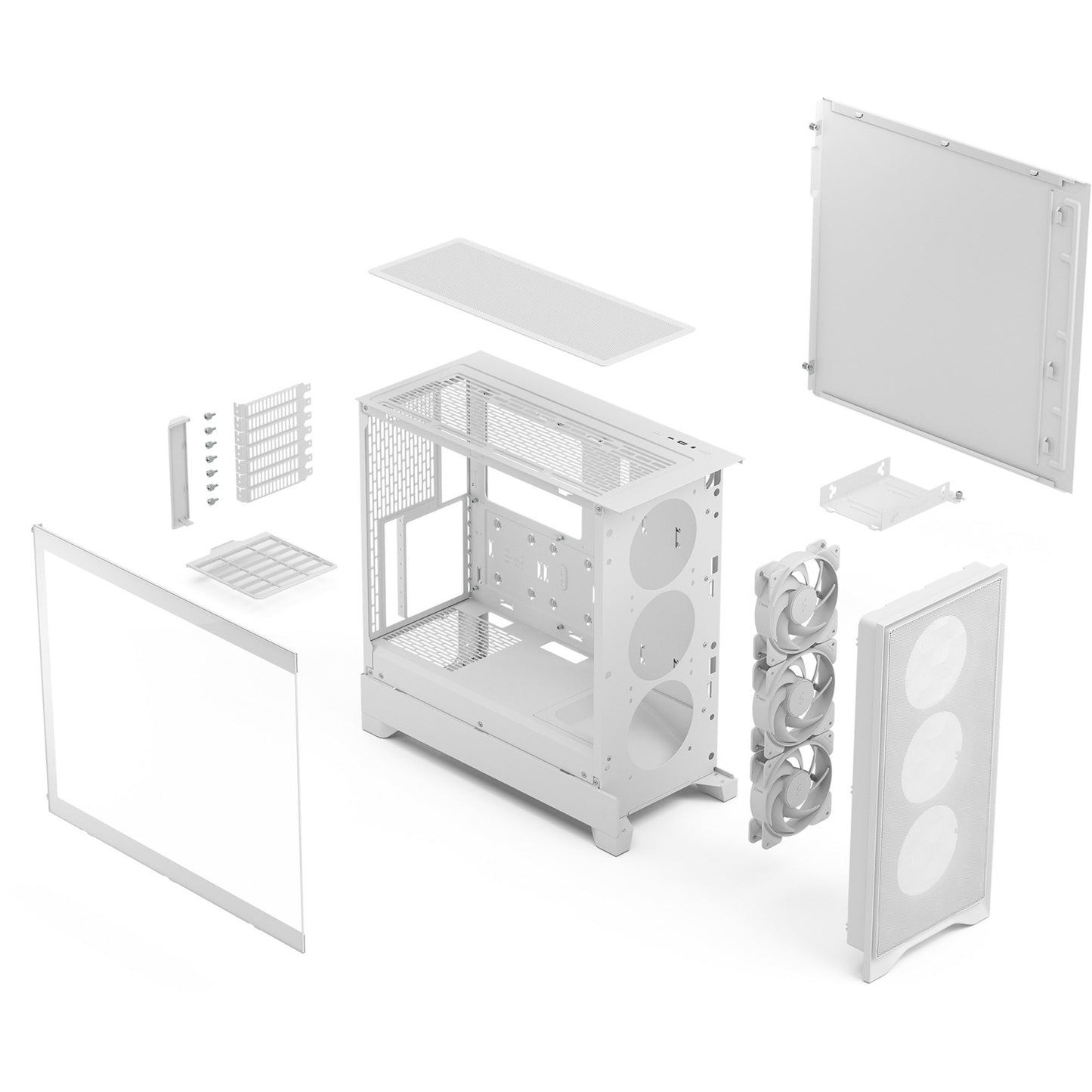 Fractal Design pop 2 air rgb midi tower behuizing (wit | 1x usb-a | 1x usb-c | rgb | tempered glass)