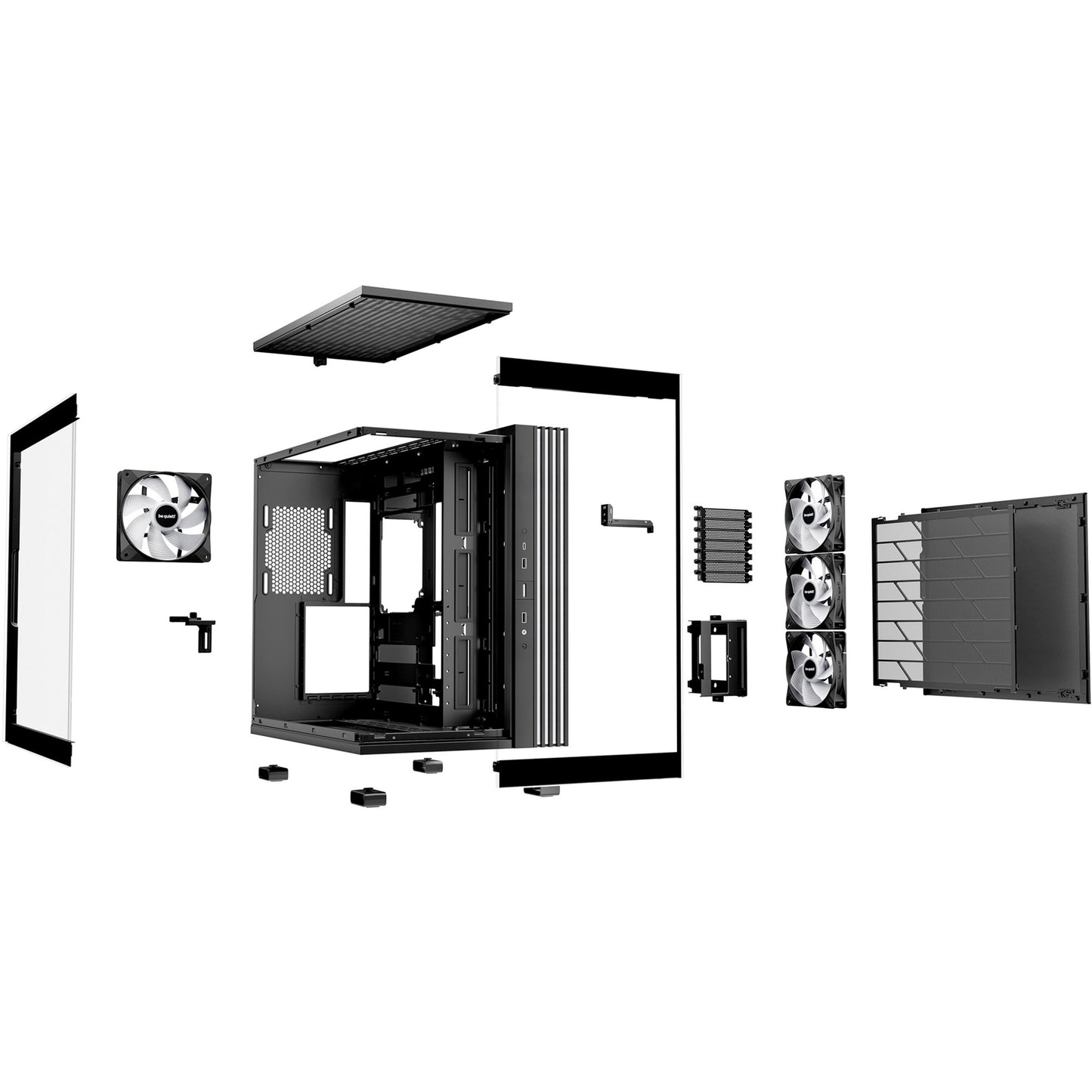 Be Quiet! light base 600 lx midi tower behuizing (zwart | 2x usb-a | 1x usb-c | rgb | window)