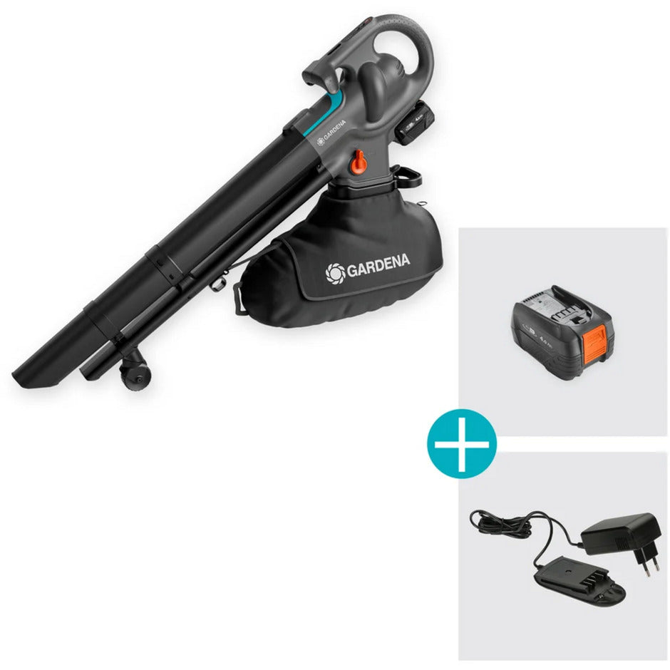 GARDENA stofzuiger -blazer powerjet collect bladzuiger bladblazer (grijs zwart, 18v p4a-accu en oplader inbegrepen)