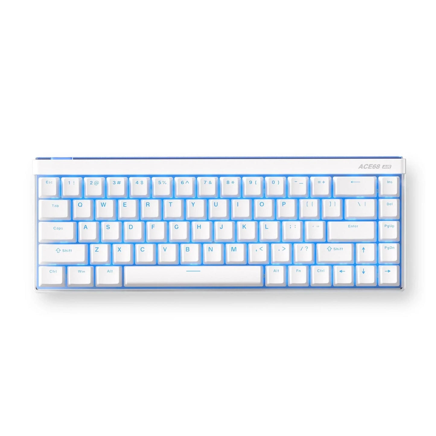 MCHOSE Ace 68 Air Hall Effect Magnetic Switch Gaming Keyboard (Wit, US lay-out (QWERTY), Mount Tai GT HE, 65%, RGB, Hot swap, PBT Keycaps, USB-C, Hall Effect Sensor)