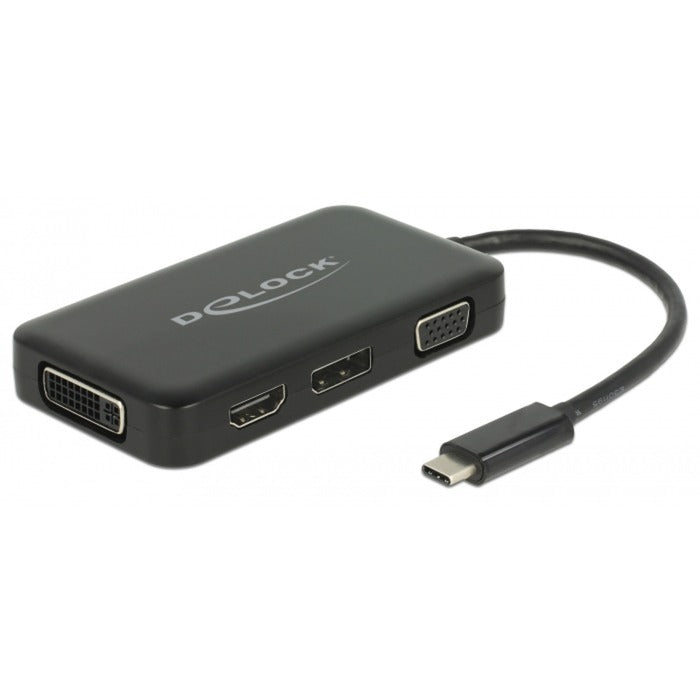 DeLOCK usb-c > vga hdmi dvi displayport adapter (zwart, 0,15 meter)