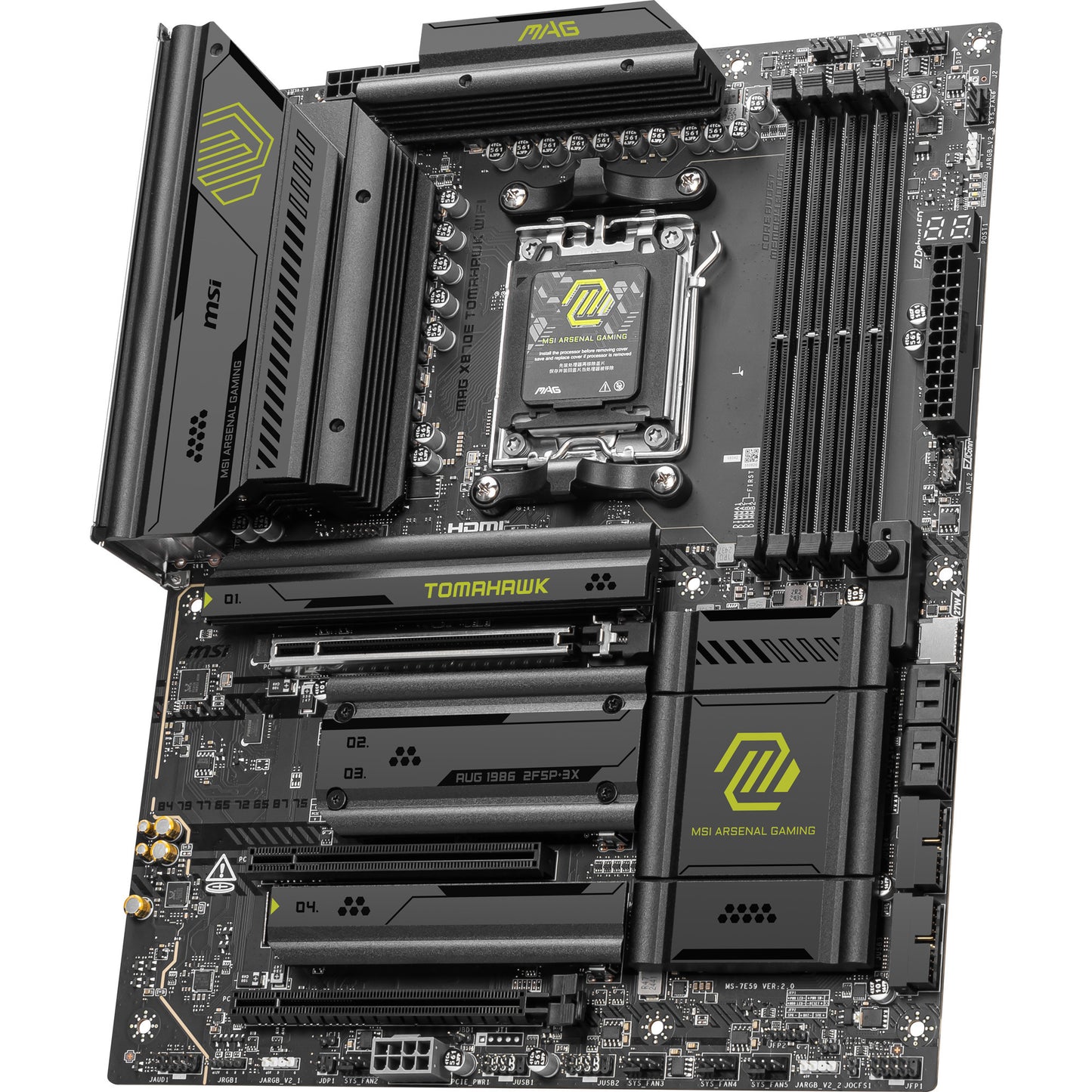 MSI mag x870e tomahawk wifi socket am5 moederbord (zwart, 5gb-lan, wi-fi 7, bt, sound, atx)