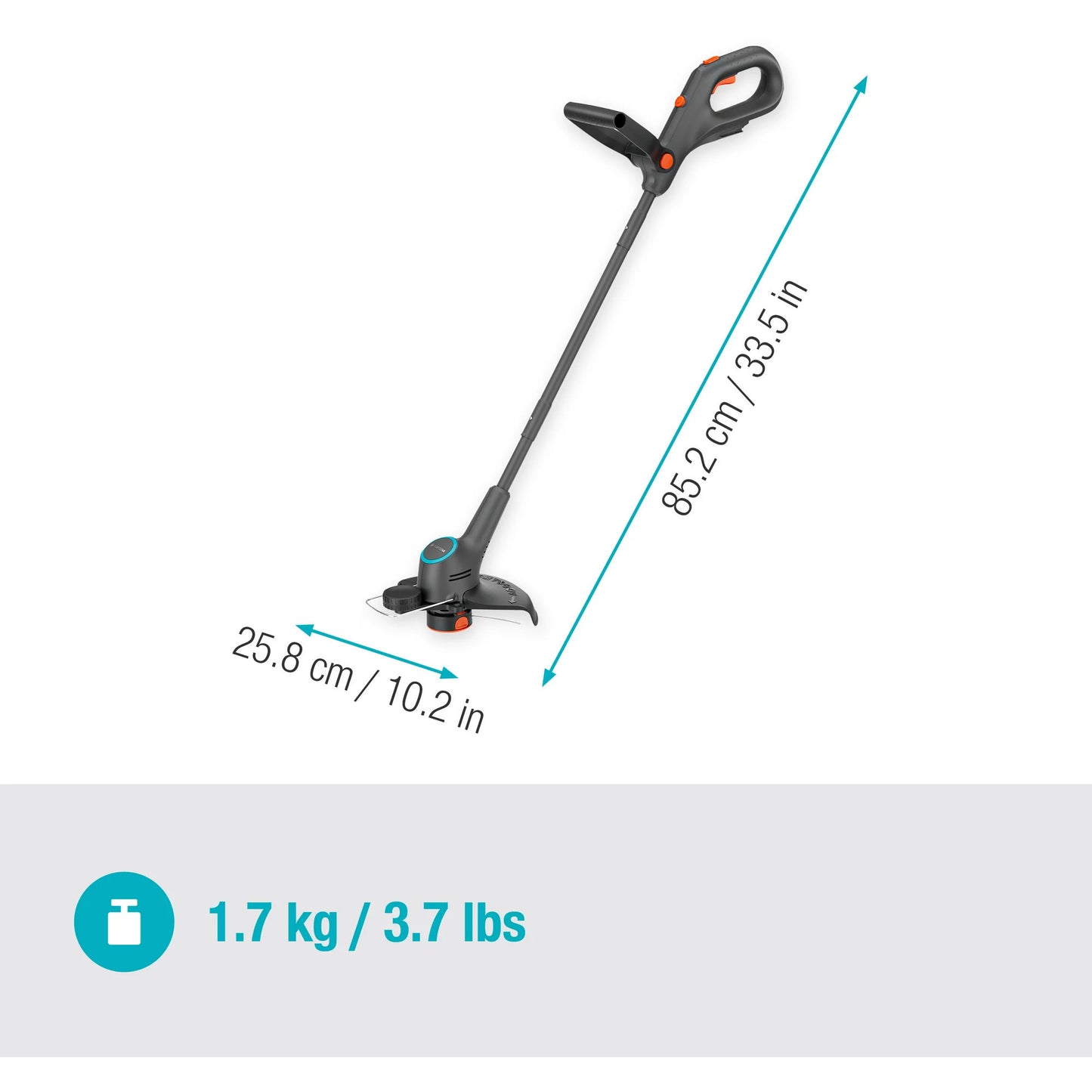 GARDENA gazontrimmer easytrim 25 18v grastrimmer (grijs turquoise, accu en oplader niet inbegrepen)