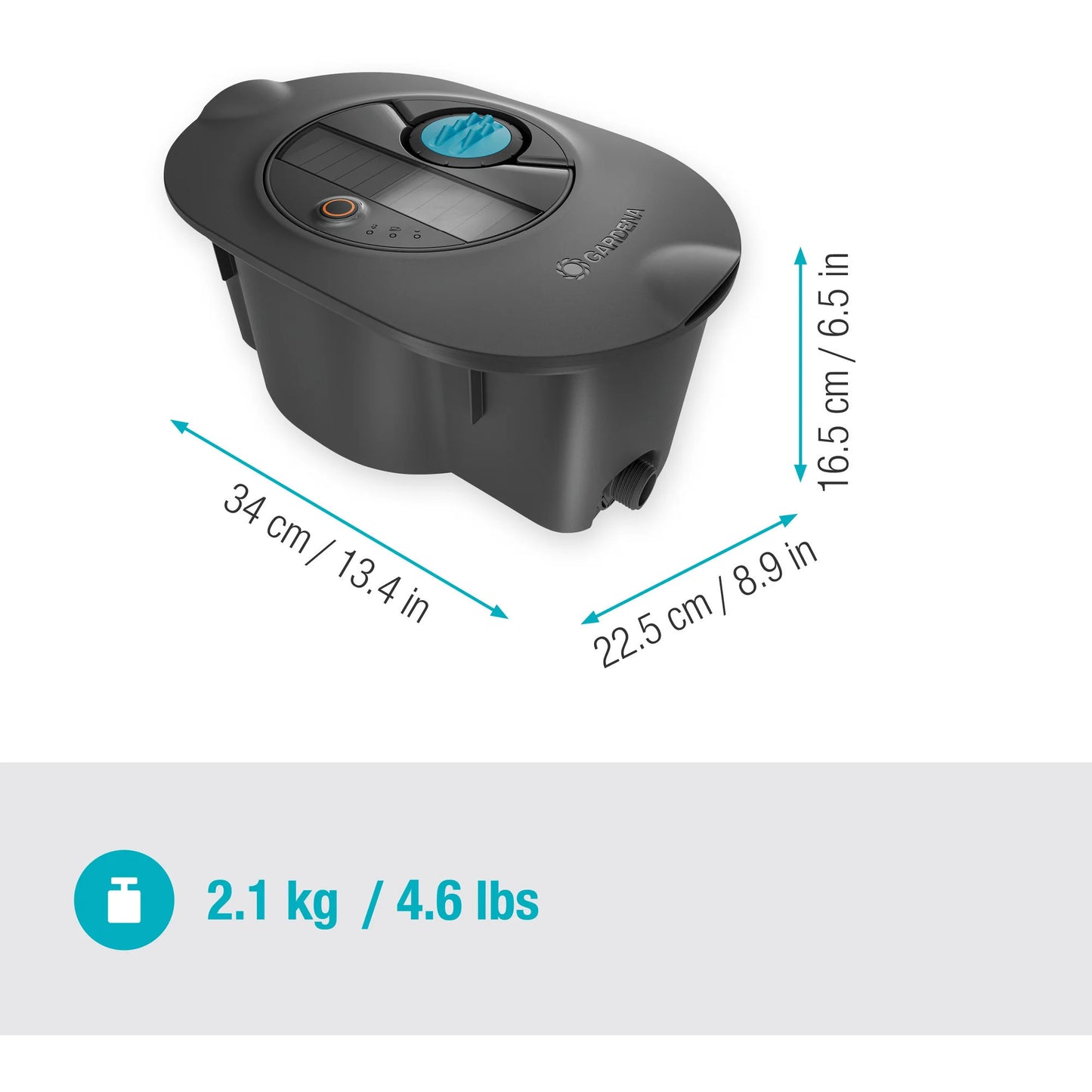 GARDENA pipeline-irrigatiesysteem aquaprecise op zonne-energie voor gazon sprinklersysteem (grijs turquoise)
