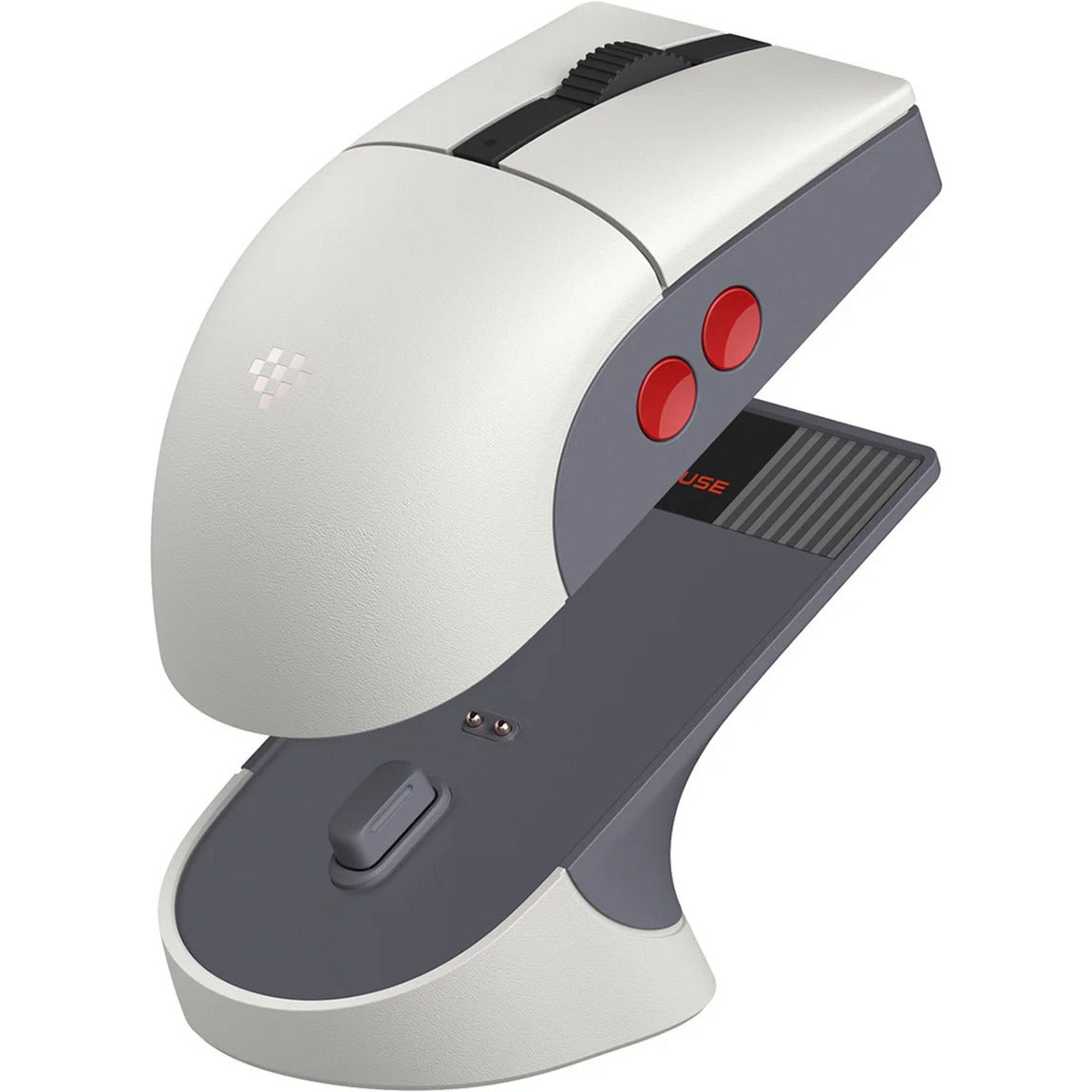 8BitDo retro r8 mouse - n edition (grijs rood, 50 - 26000 dpi, bluetooth usb-c 2.4 ghz)