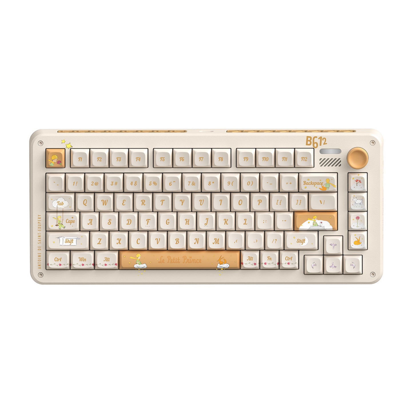 Iqunix ZX75 Sunset Ponder Wireless Mechanical Keyboard (Lichtgeel, US lay-out (QWERTY), IQUNIX Silent Rose, 75%, RGB leds, Hot-swappable, Double-shot PBT, 2.4GHz | Bluetooth 5.1 | USB-C)