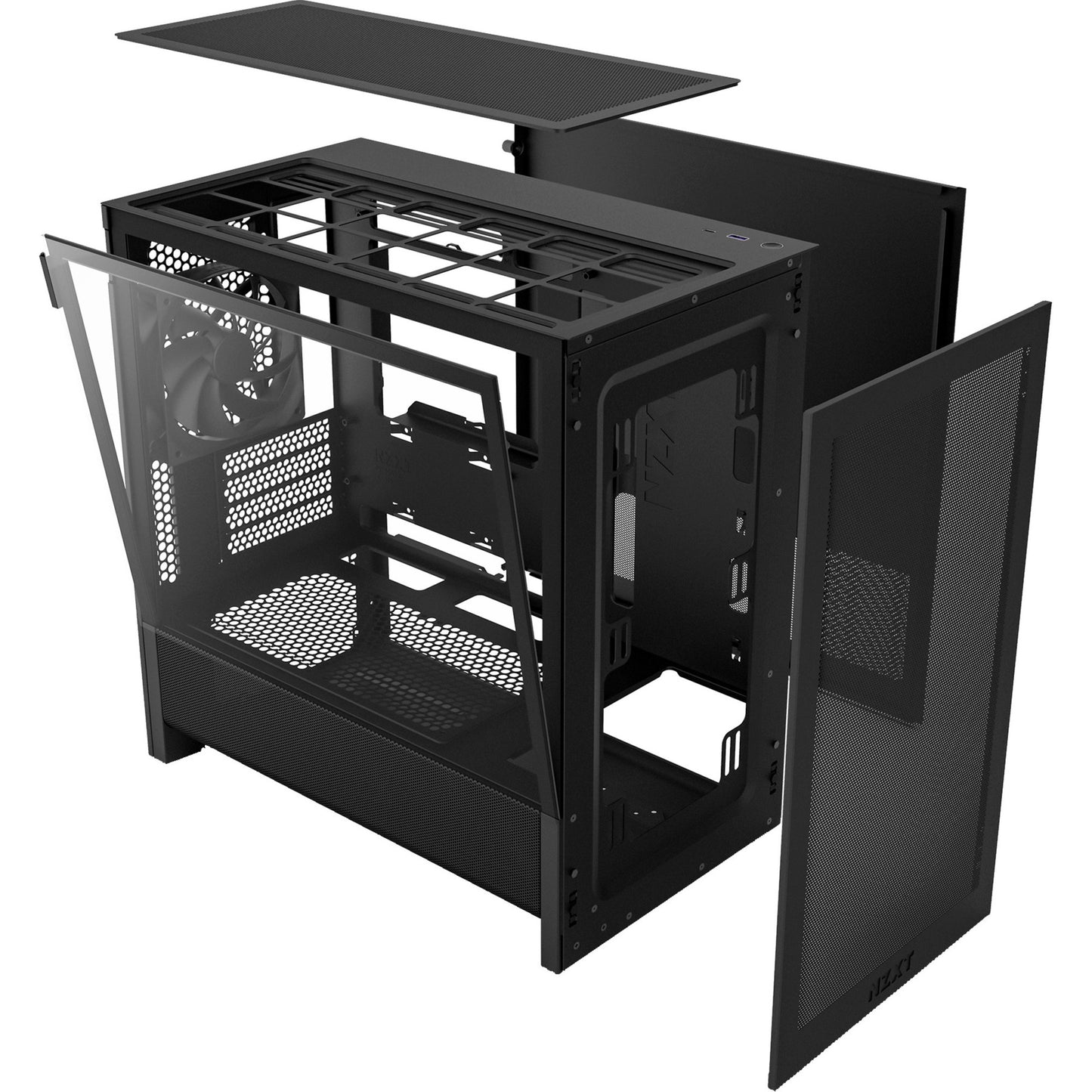 NZXT h3 flow midi tower behuizing (zwart (mat) | 1x usb-a | 1x usb-c | tempered glass)
