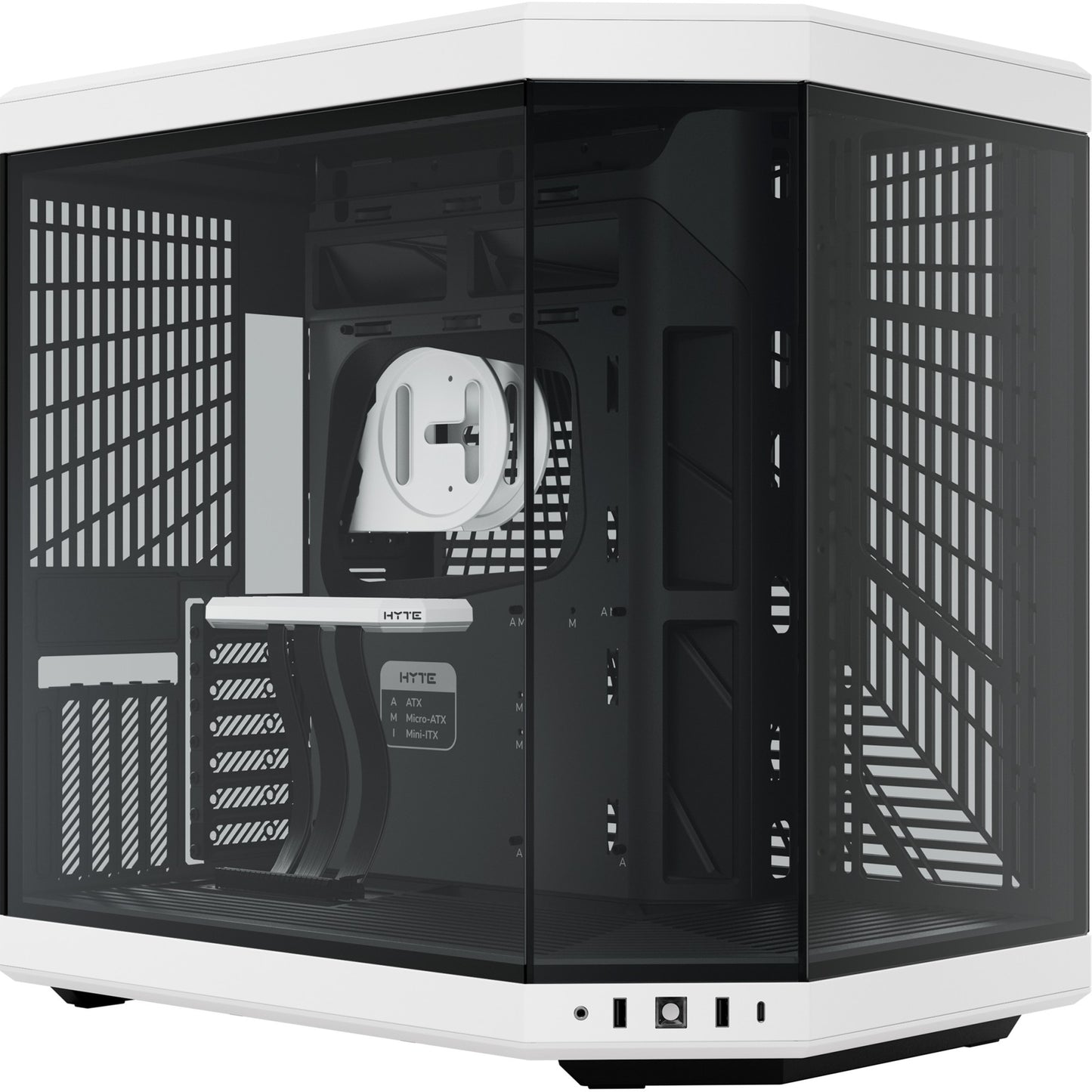 HYTE y70 midi tower behuizing (zwart wit | 2x usb-a | 1x usb-c | tempered glass)