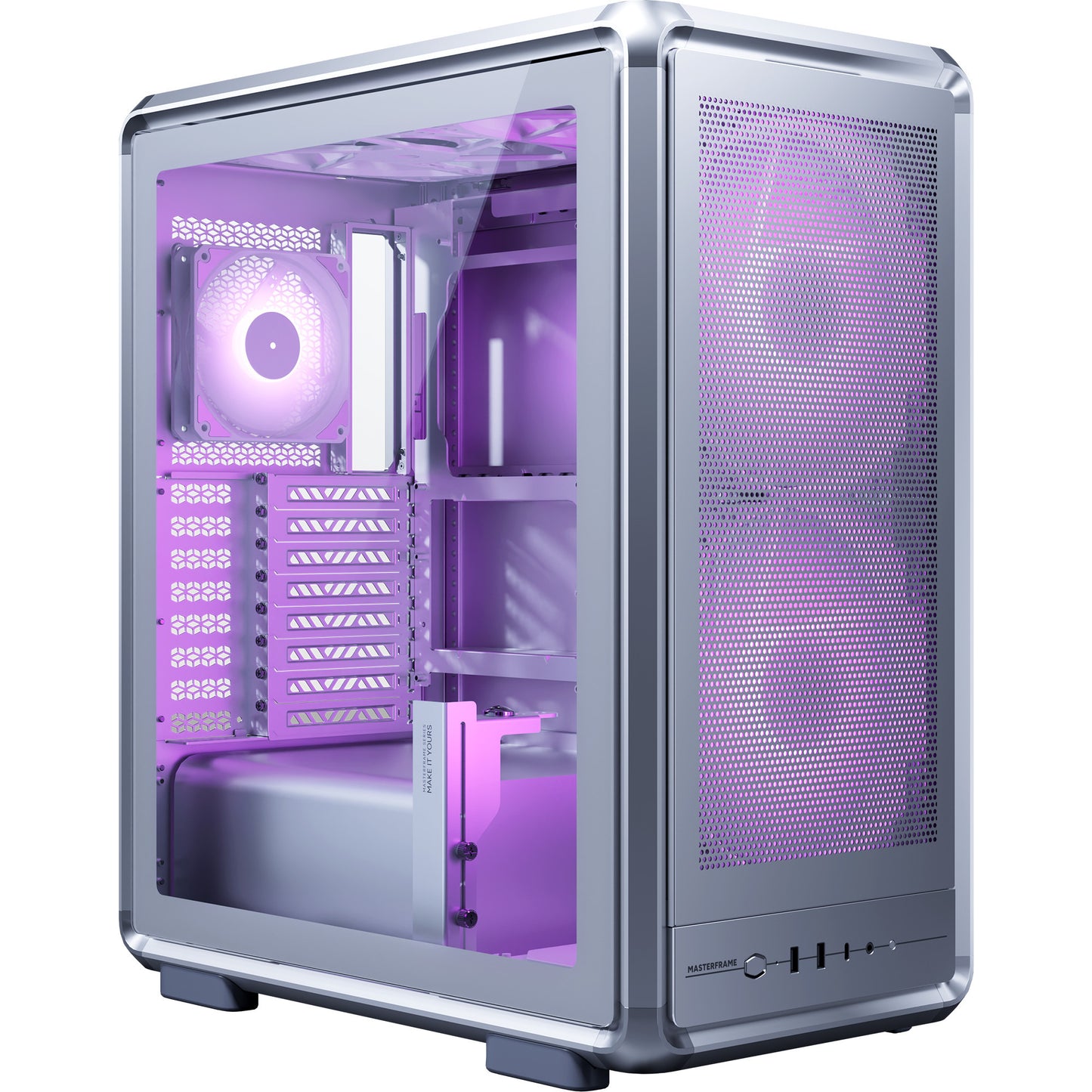 Cooler Master masterframe 500 mesh argb midi tower behuizing (zilver | 2x usb-a | 1x usb-c | rgb | tempered glass)