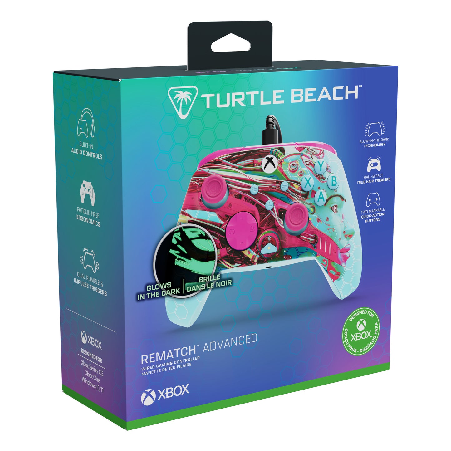 Turtle Beach pdp rematch glow geavanceerde bedrade controller (android dreams, xbox serie x|s, xbox one, pc)