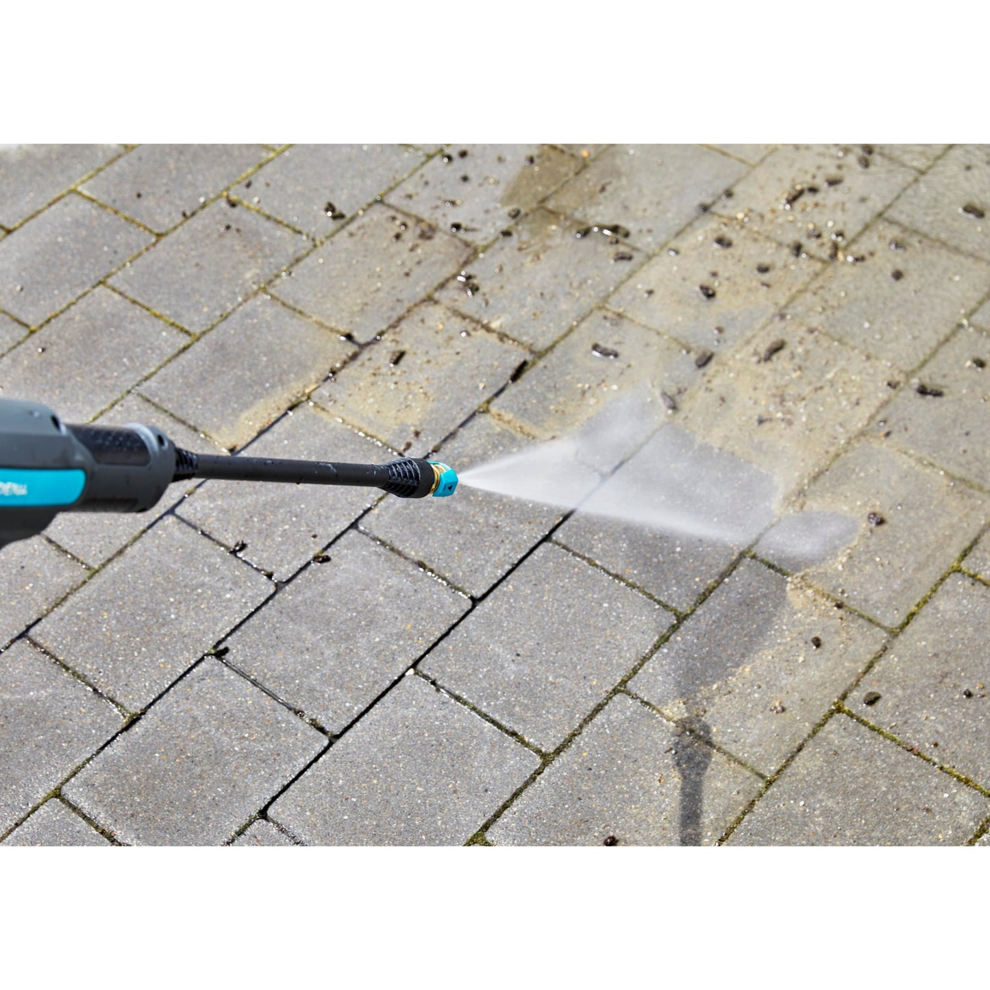 GARDENA aquaclean 24 18 v p4a premium set drukreiniger (grijs turquoise, 14800-31, accu inbegrepen)