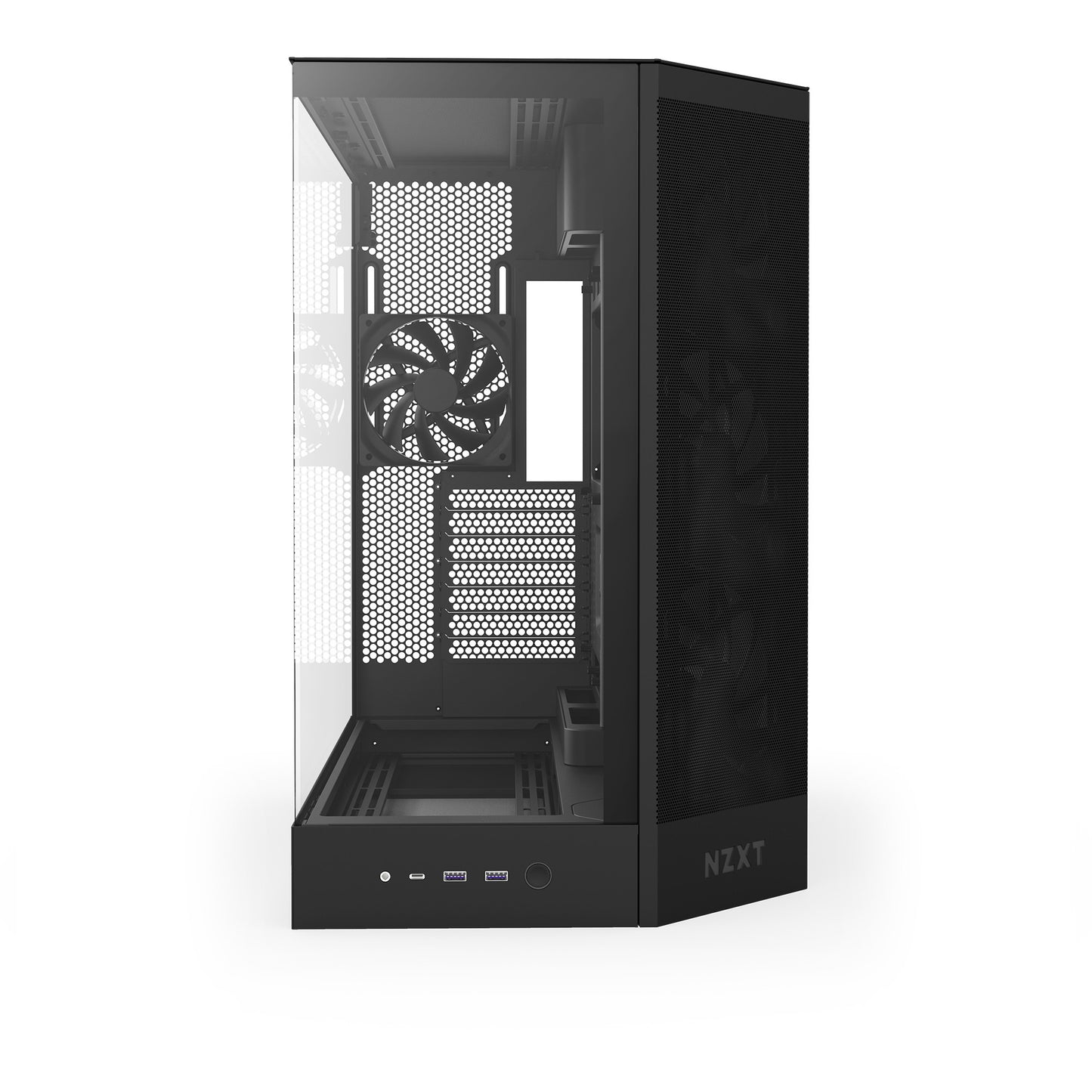 NZXT h9 flow midi tower behuizing (zwart (mat) | 2x usb-a | 1x usb-c | tempered glass)