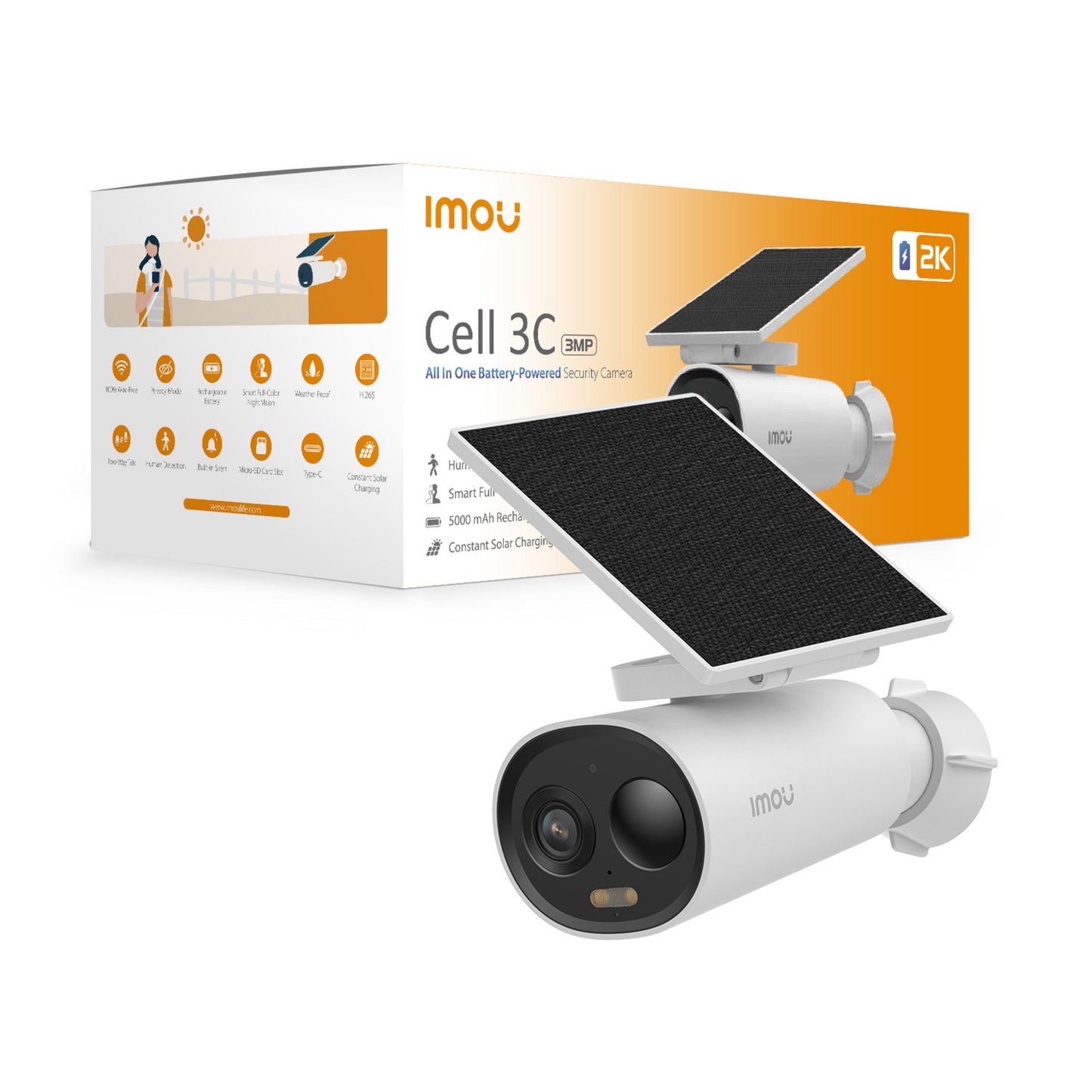 Imou Cell 3C All in One beveiligingscamera (Wit, 100% Draadloos, met zonnepaneel)