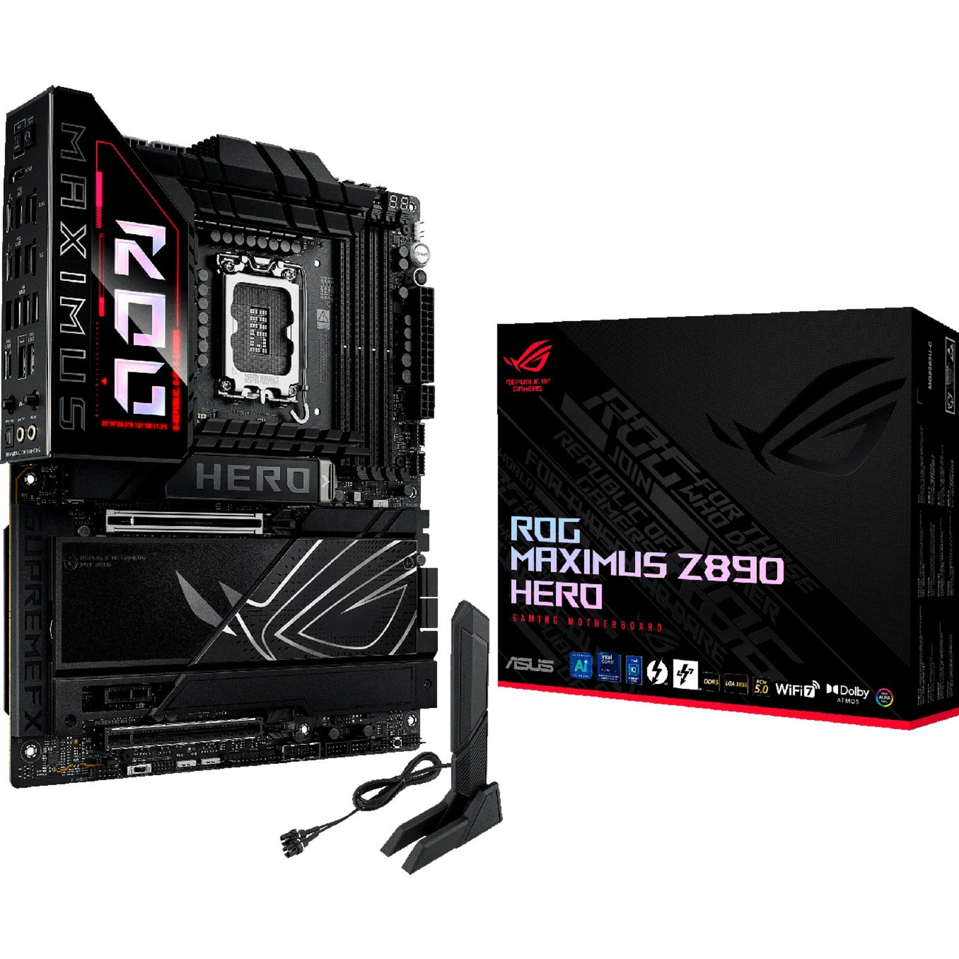 ASUS rog maximus z890 hero socket 1851 moederbord (zwart, raid, 2.5gb-lan, 5gb-lan, wi-fi 7, bt, sound, atx)