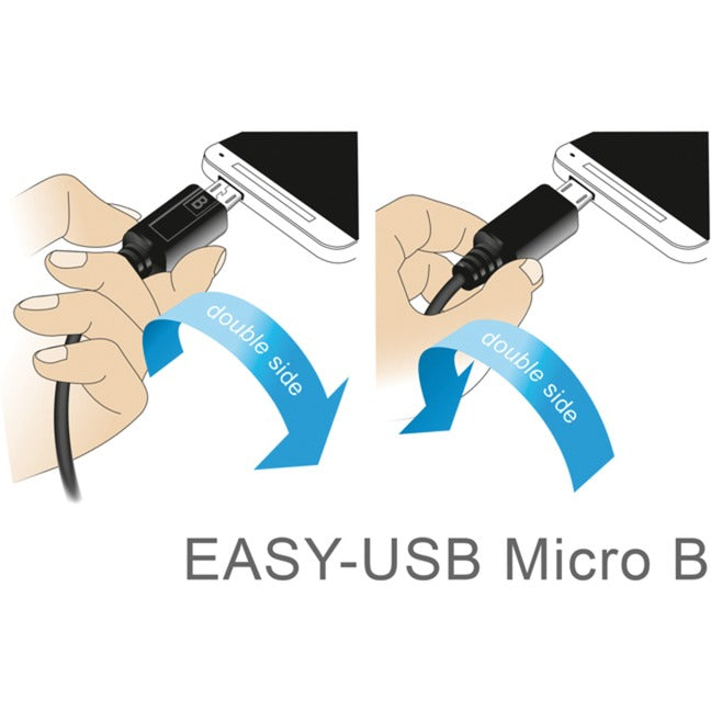 DeLOCK easy-usb-a 2.0 male > easy-usb micro-usb-b 2.0 male kabel (zwart, 0,5 meter)