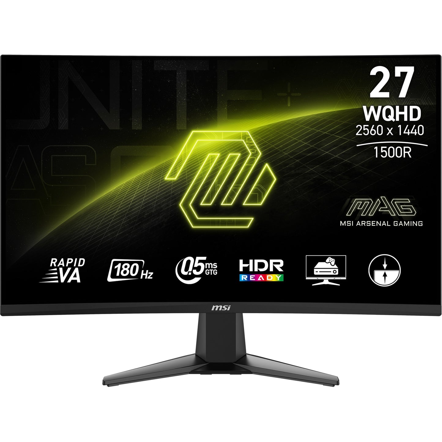 MSI mag 27cq6f 27 curved gaming monitor (zwart, 2x hdmi, displayport, 180 hz)