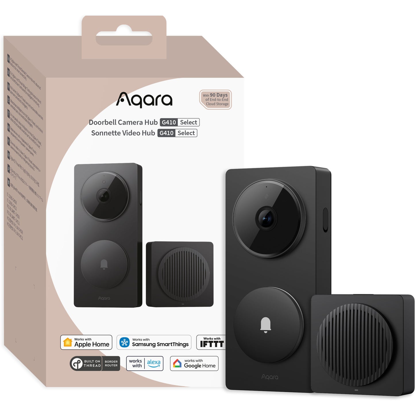 Aqara slimme video deurbel g410 select (zwart, wifi, bluetooth, zigbee, matter)