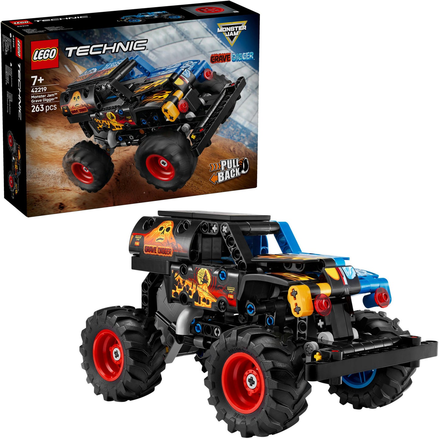 LEGO technic 42219 monster jam grave digger vuur en ijs