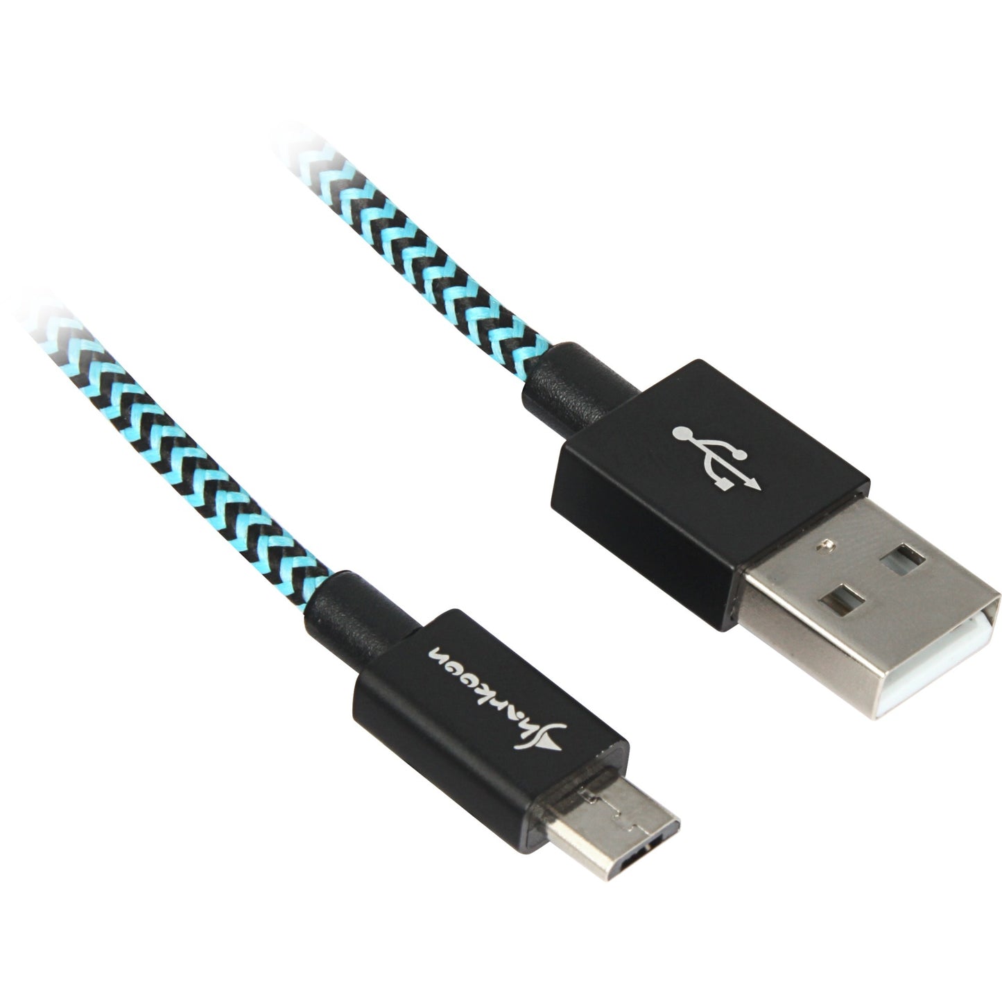 Sharkoon usb 2.0 kabel, usb-a > micro-usb b (zwart lichtblauw, 1 meter)