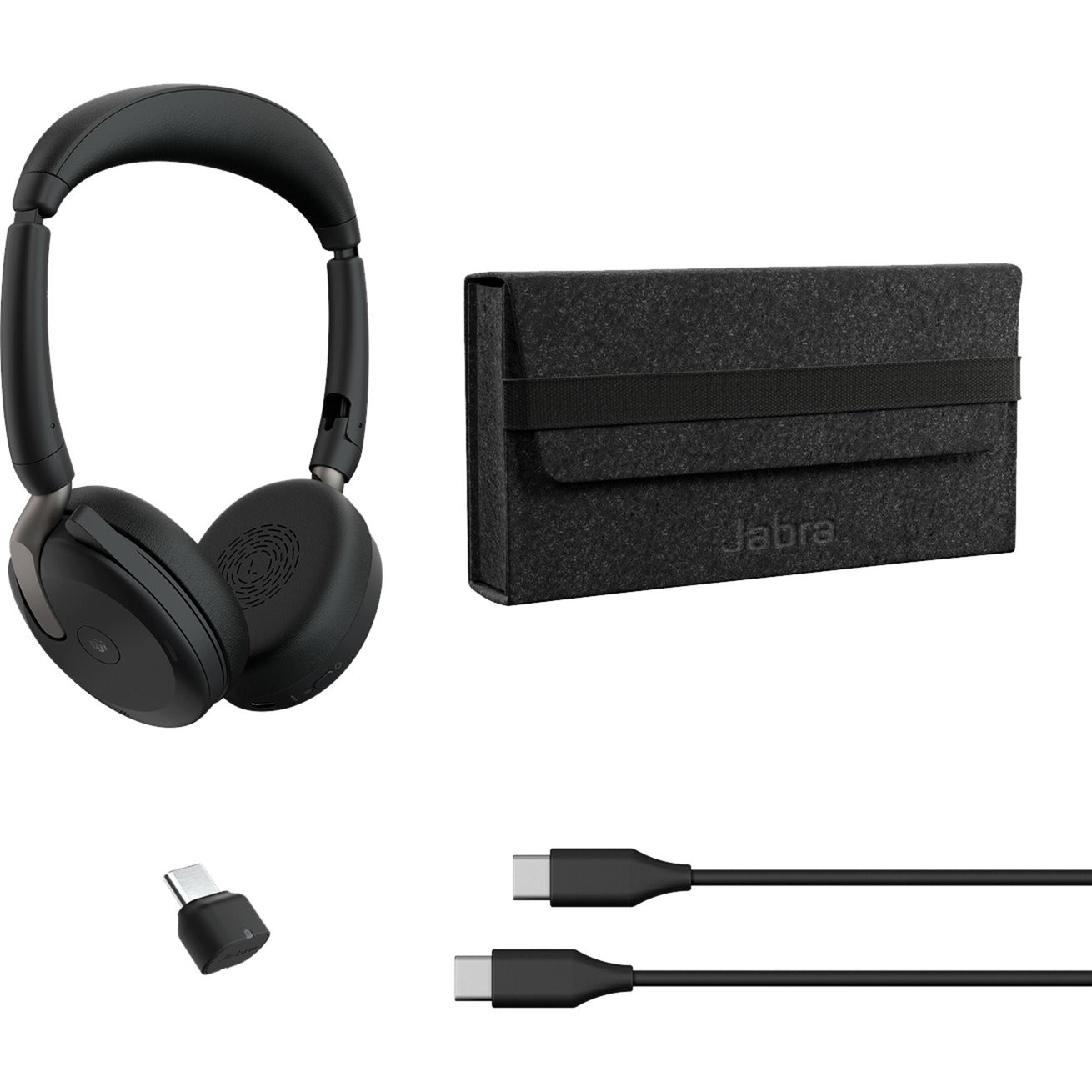Jabra evolve2 65 flex duo, ms on-ear headset (zwart, stereo, usb-c, link380c, microsoft teams)