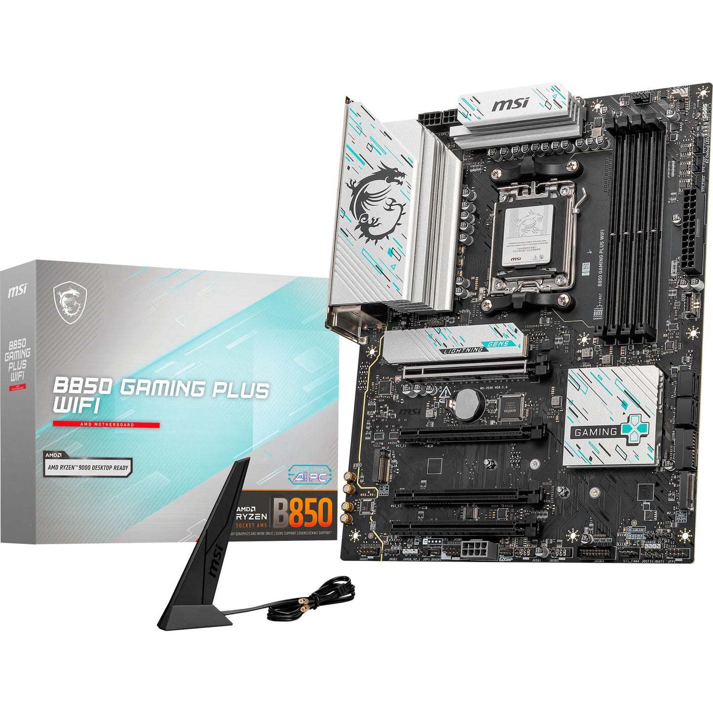 MSI b850 gaming plus wifi socket am5 moederbord (raid, 5gb-lan, wi-fi 7, bt, sound, atx)