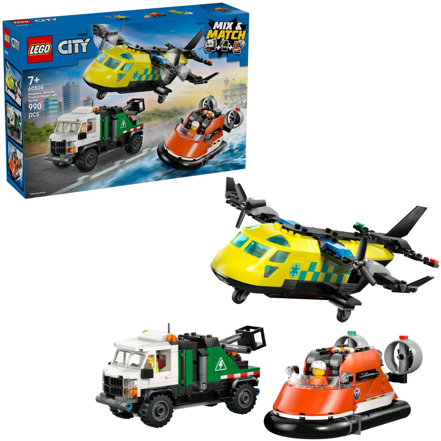 LEGO city 60505 vliegtuig, servicewagen en hovercraft remix