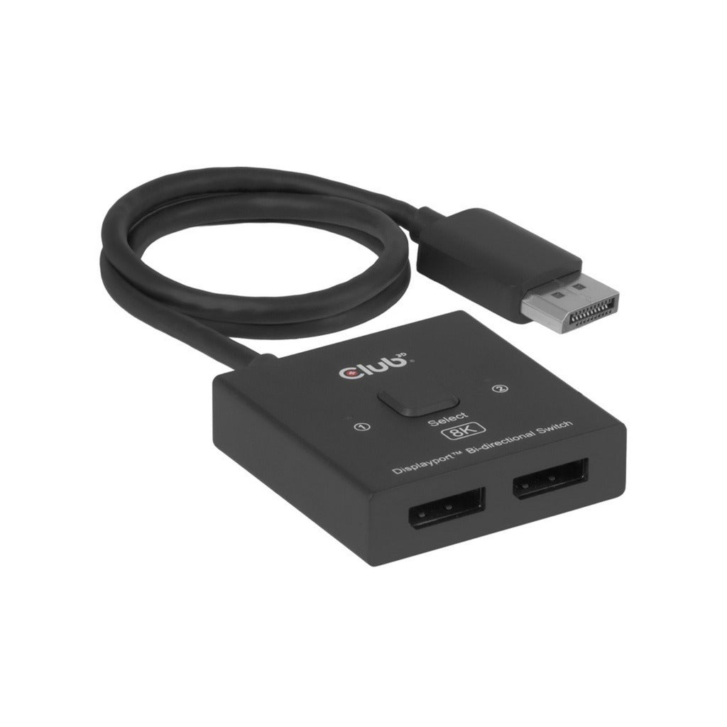 Club 3D displayport 2-in-1 bidirectionele 8k switch displayport switch (zwart)