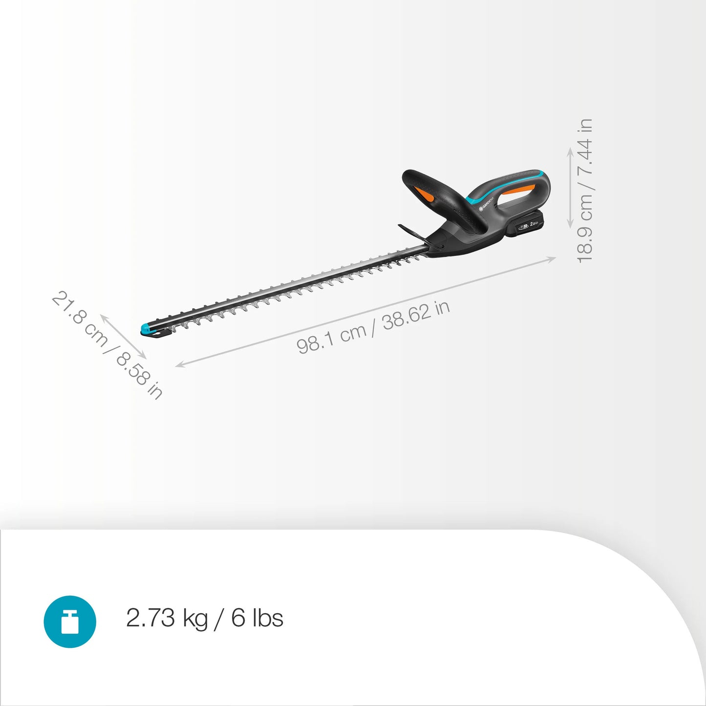 GARDENA accuheggenschaar easycut 55 18v set (grijs turquoise, 14735-20, accu en oplader inbegrepen)