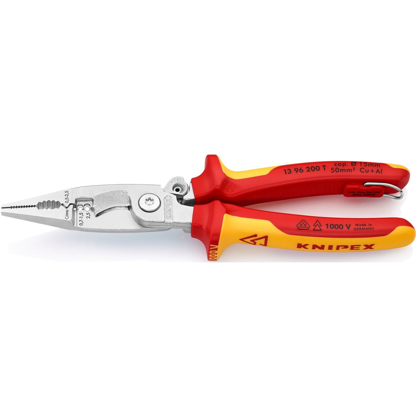 KNIPEX elektro installatietang 13 96 200 t (rood geel)