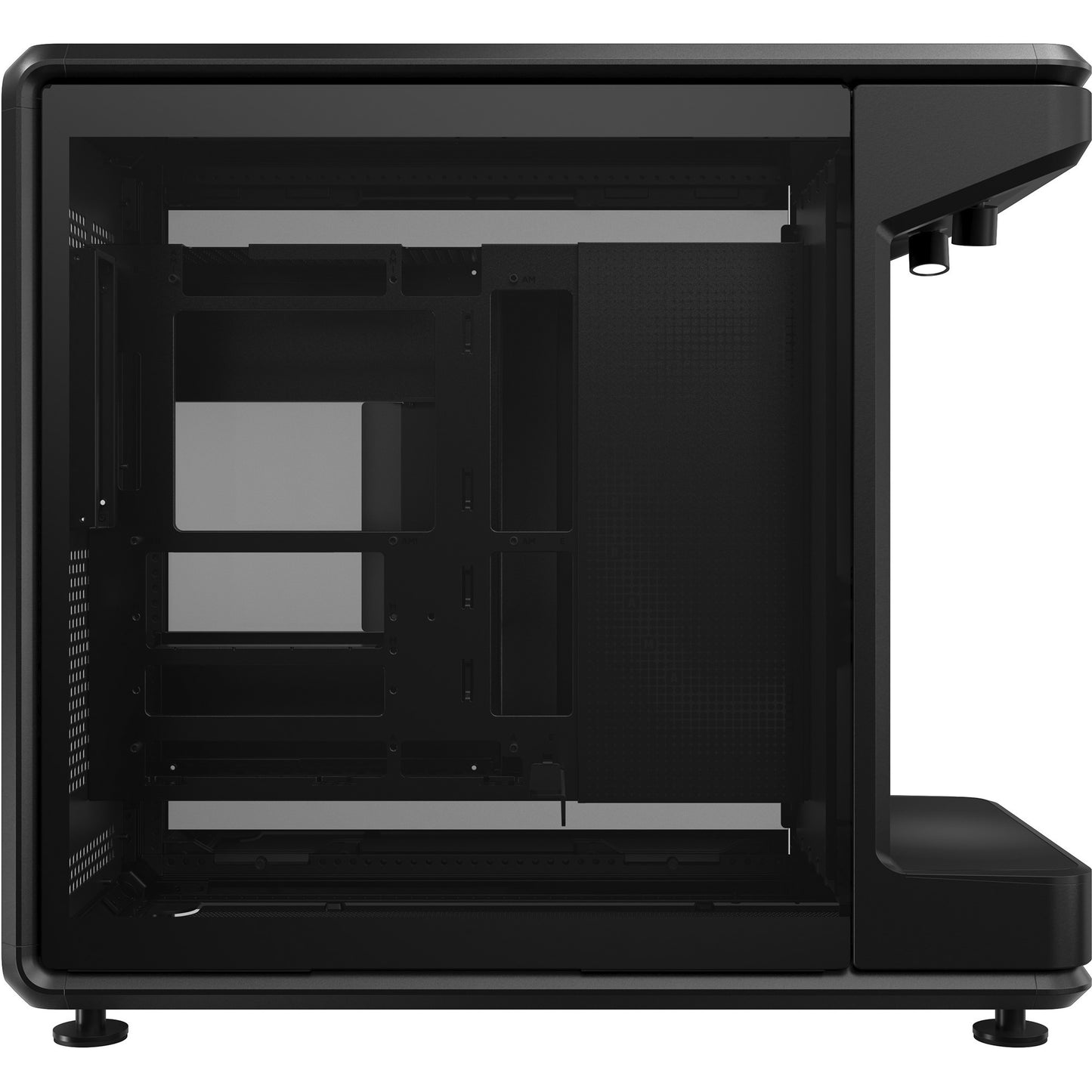 Cooler Master masterframe 360 stage mirror midi tower behuizing (zwart | 2x usb-a | 1x usb-c | rgb | tempered glass)