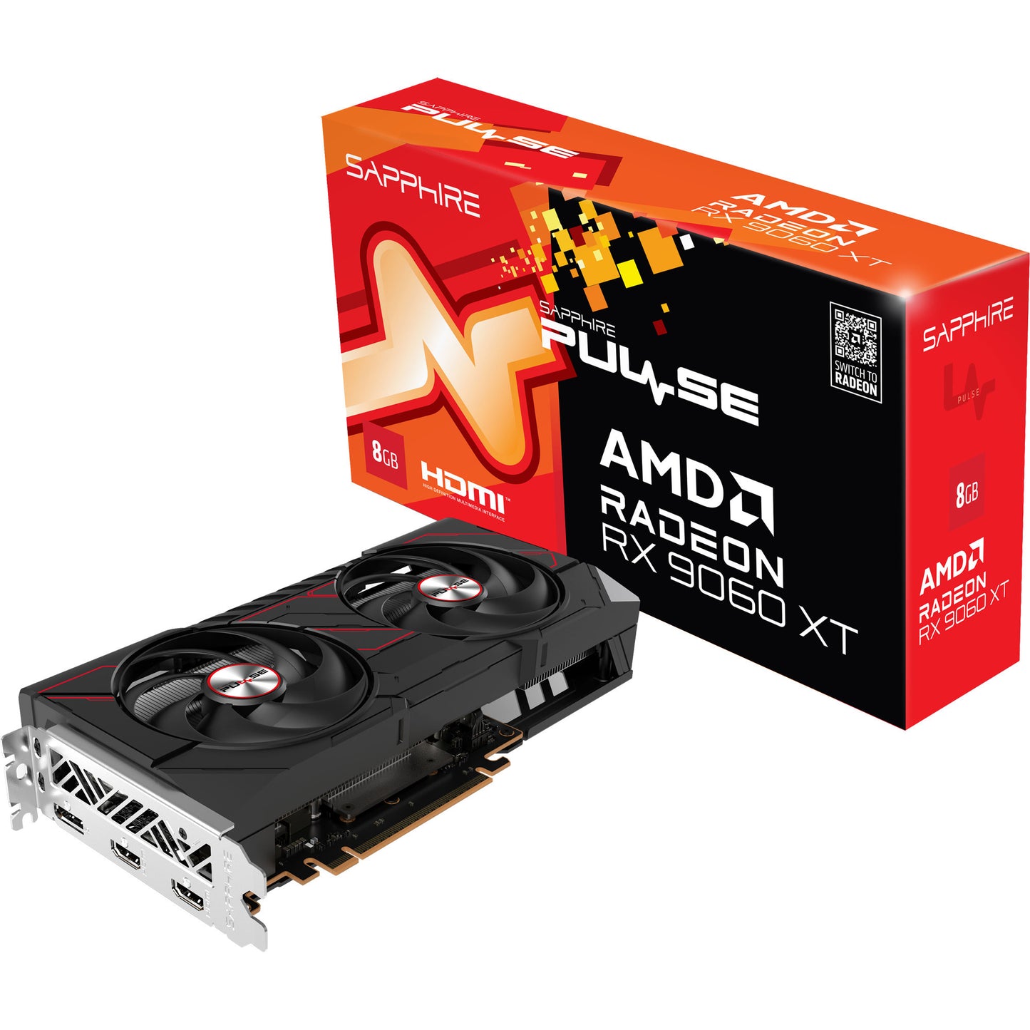 SAPPHIRE radeon rx 9060 xt pulse 8gb grafische kaart (1x displayport, 2x hdmi)