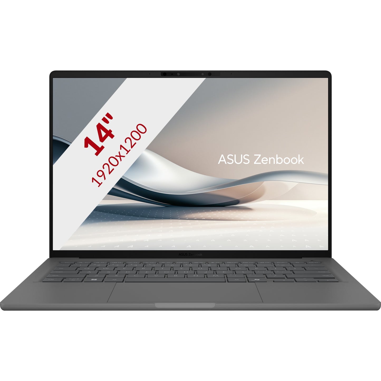 ASUS zenbook a14 ux3407qa-qd237w 14 copilot+ laptop (grijs | snapdragon x1-26-100 | adreno gpu | 16 gb | 1 tb ssd)