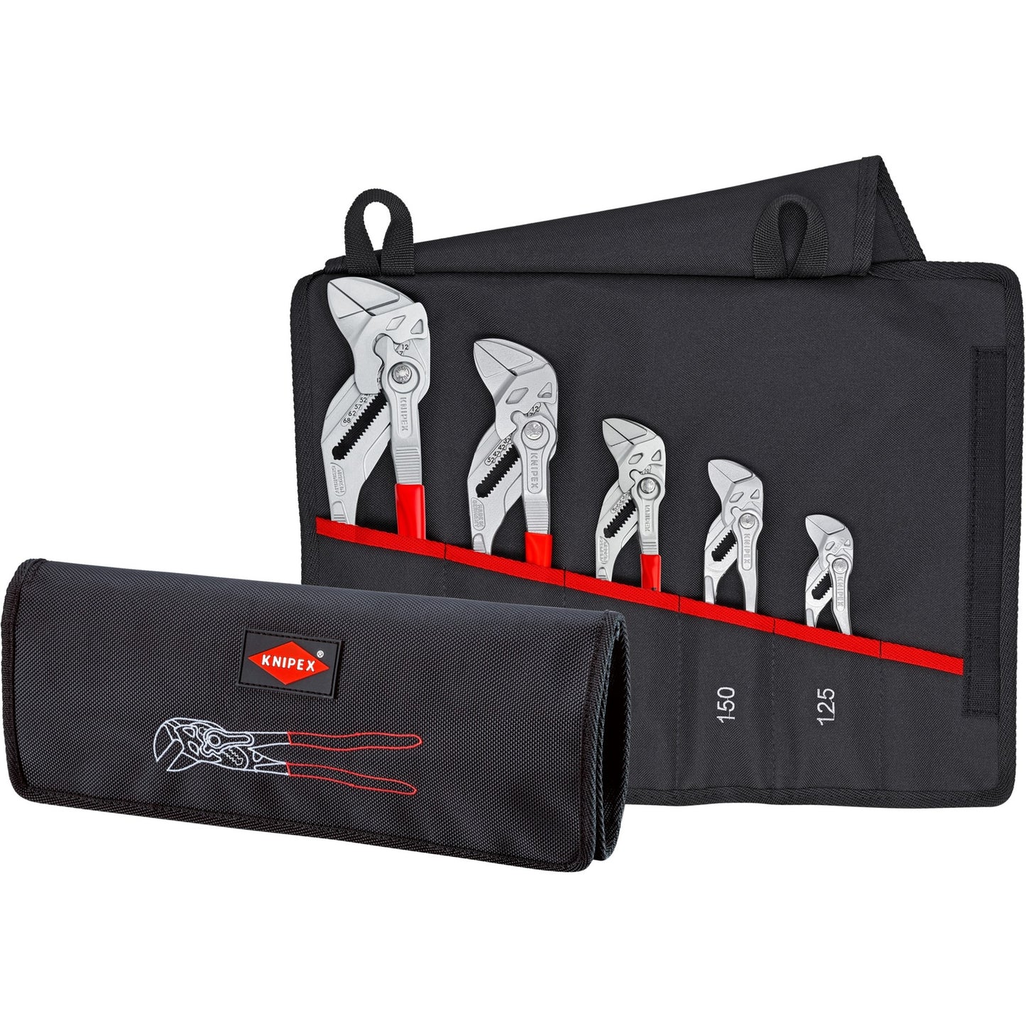 KNIPEX sleuteltangenset 00 19 55 s4, 5-delig (rood, incl. roltas)