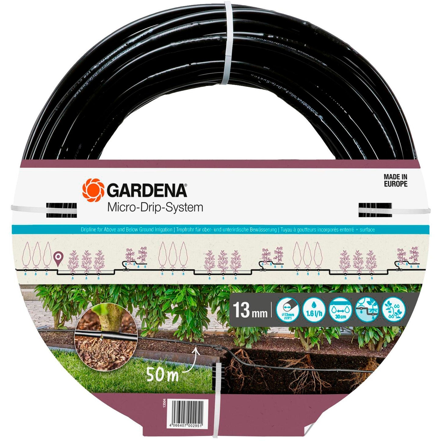 GARDENA druppelbuis voor struiken heggen (50 m) druppelaar (zwart)
