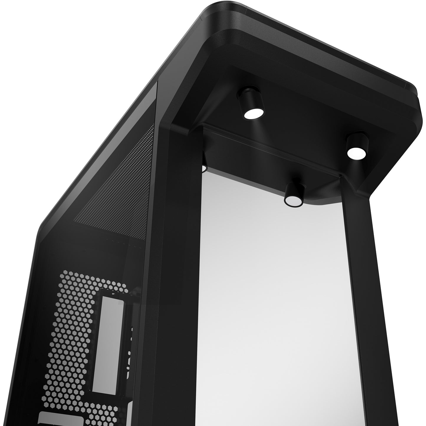 Cooler Master masterframe 360 stage mirror midi tower behuizing (zwart | 2x usb-a | 1x usb-c | rgb | tempered glass)
