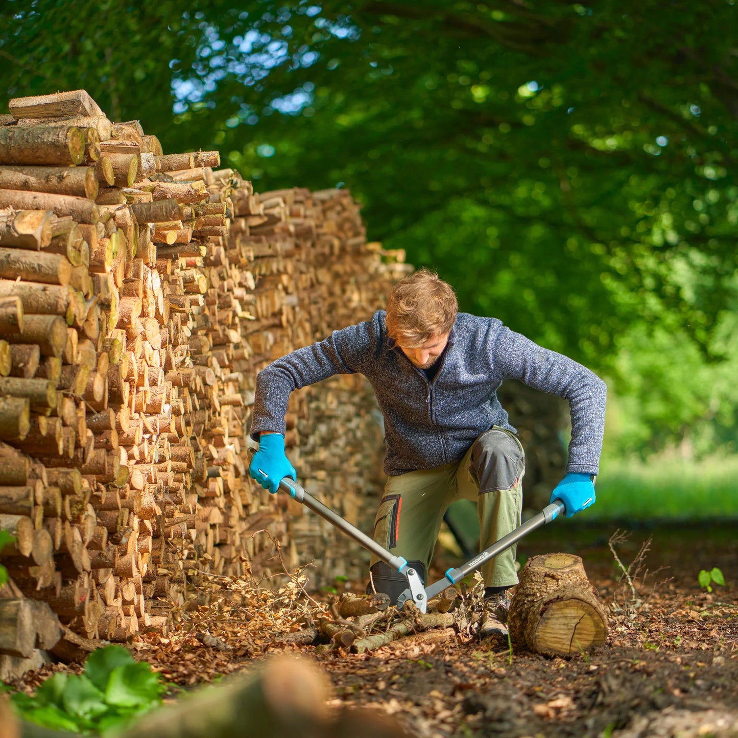 GARDENA aambeeldtakkenschaar energycut pro l, met aambeeldsnede (grijs turquoise, 75cm, voor droog hout)