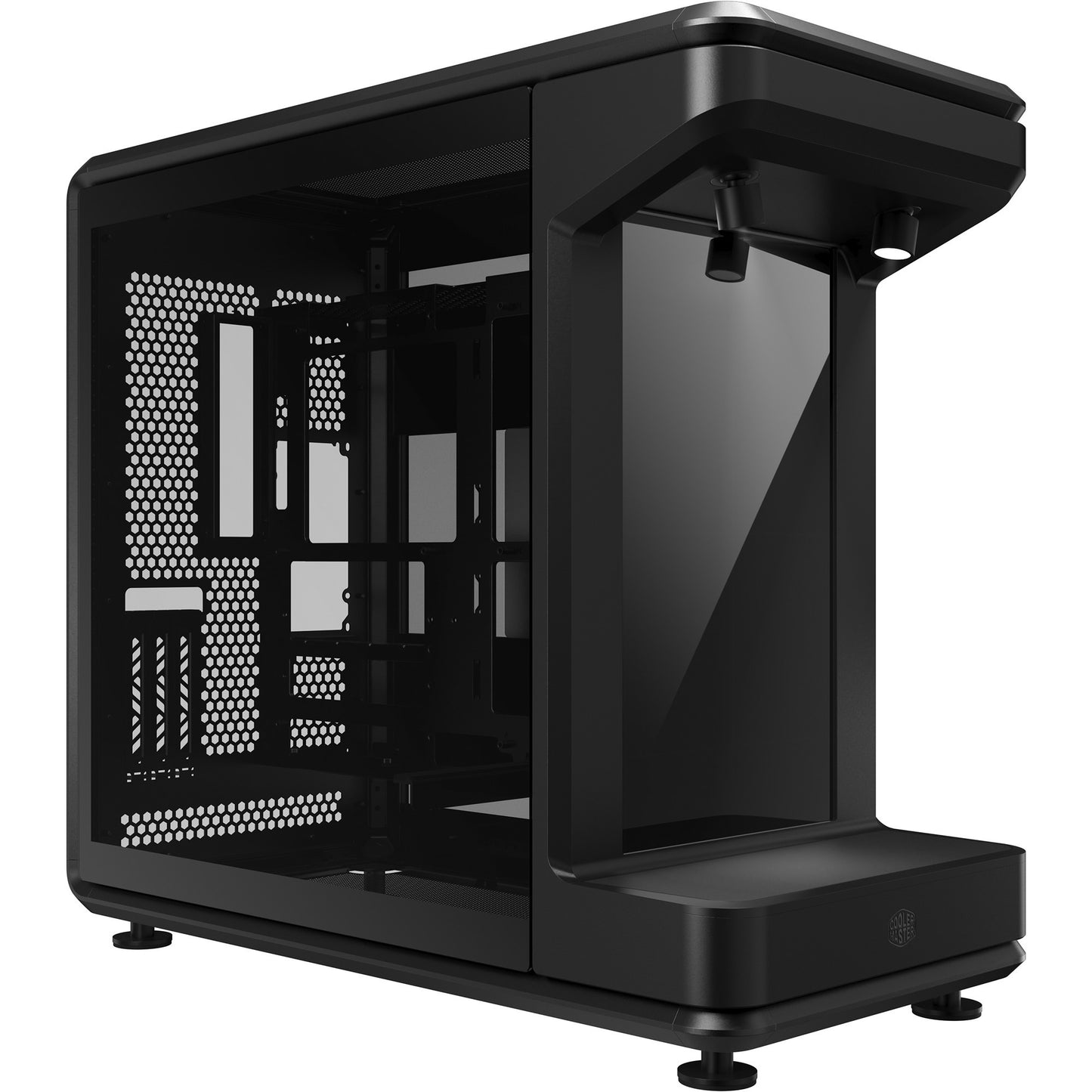 Cooler Master masterframe 360 stage lcd midi tower behuizing (zwart | 2x usb-a | 1x usb-c | tempered glass)