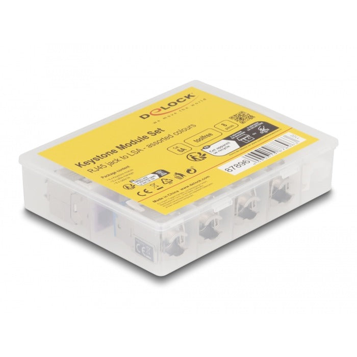 DeLOCK keystone module rj45 jack naar lsa cat 6a toolfree, 8 stuks (meerkleurig)