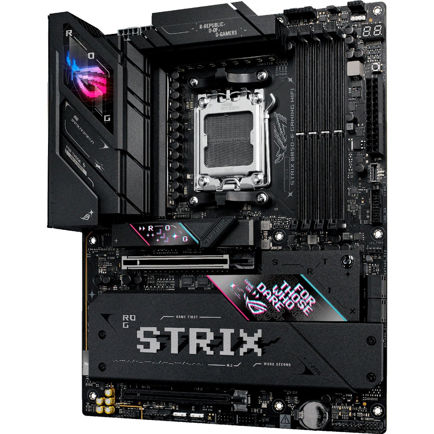 ASUS rog strix b850-e gaming wifi socket am5 moederbord (zwart, raid, 5gb-lan, wi-fi 7, bt, sound, atx)