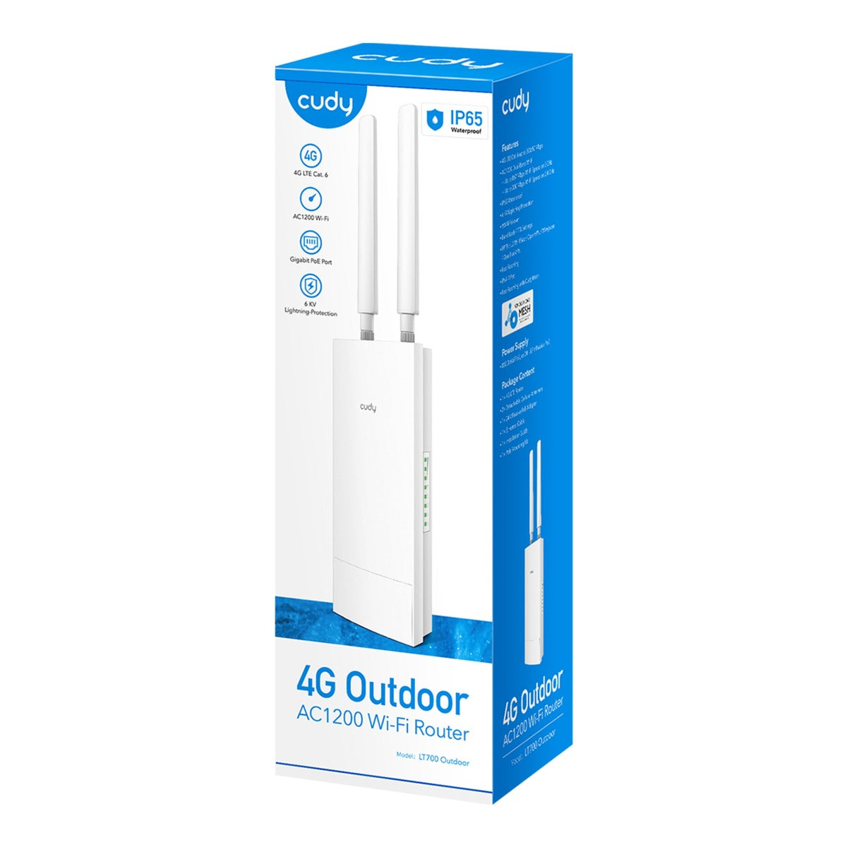 Cudy outdoor 4g lte cat 6 ac1200 wi-fi gigabit router (wit, poe, mesh, app)