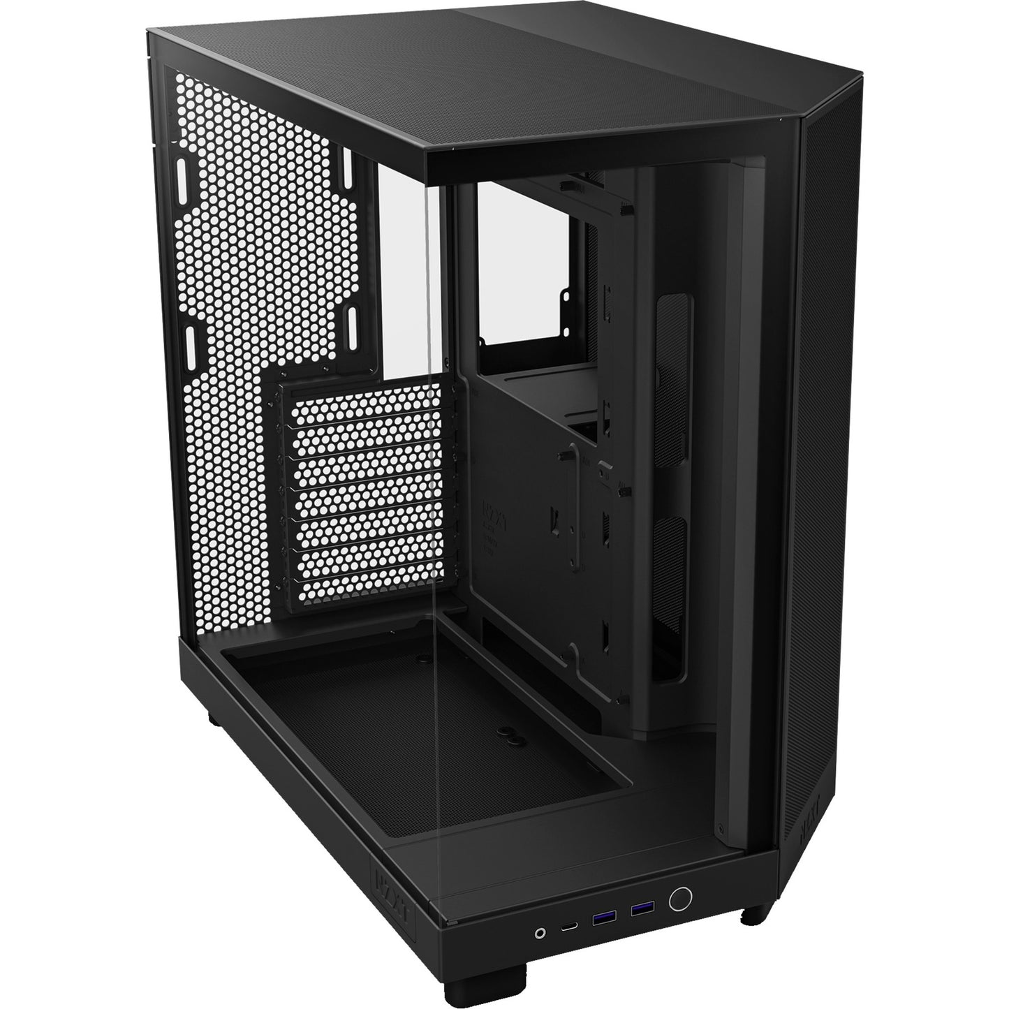 NZXT h6 flow rgb midi tower behuizing (zwart | 2x usb-a | 1x usb-c | rgb | tempered glass)