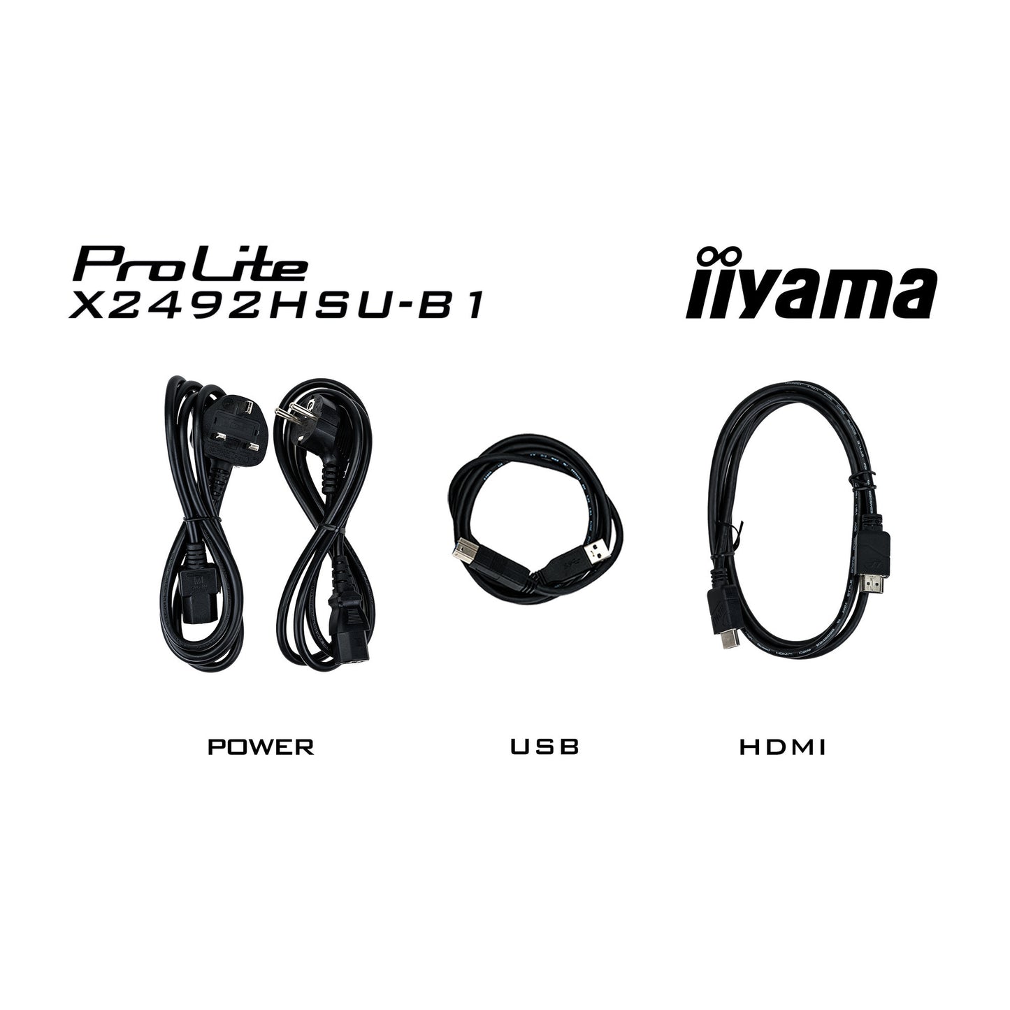 Iiyama prolite x2492hsu-b1 24 monitor (zwart (mat), hdmi, displayport, 2x usb-a)