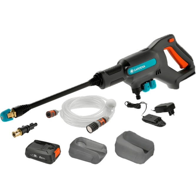 GARDENA aquaclean 24 18 v p4a kant-en-klare set drukreiniger (grijs turquoise, 14800-20, accu inbegrepen)