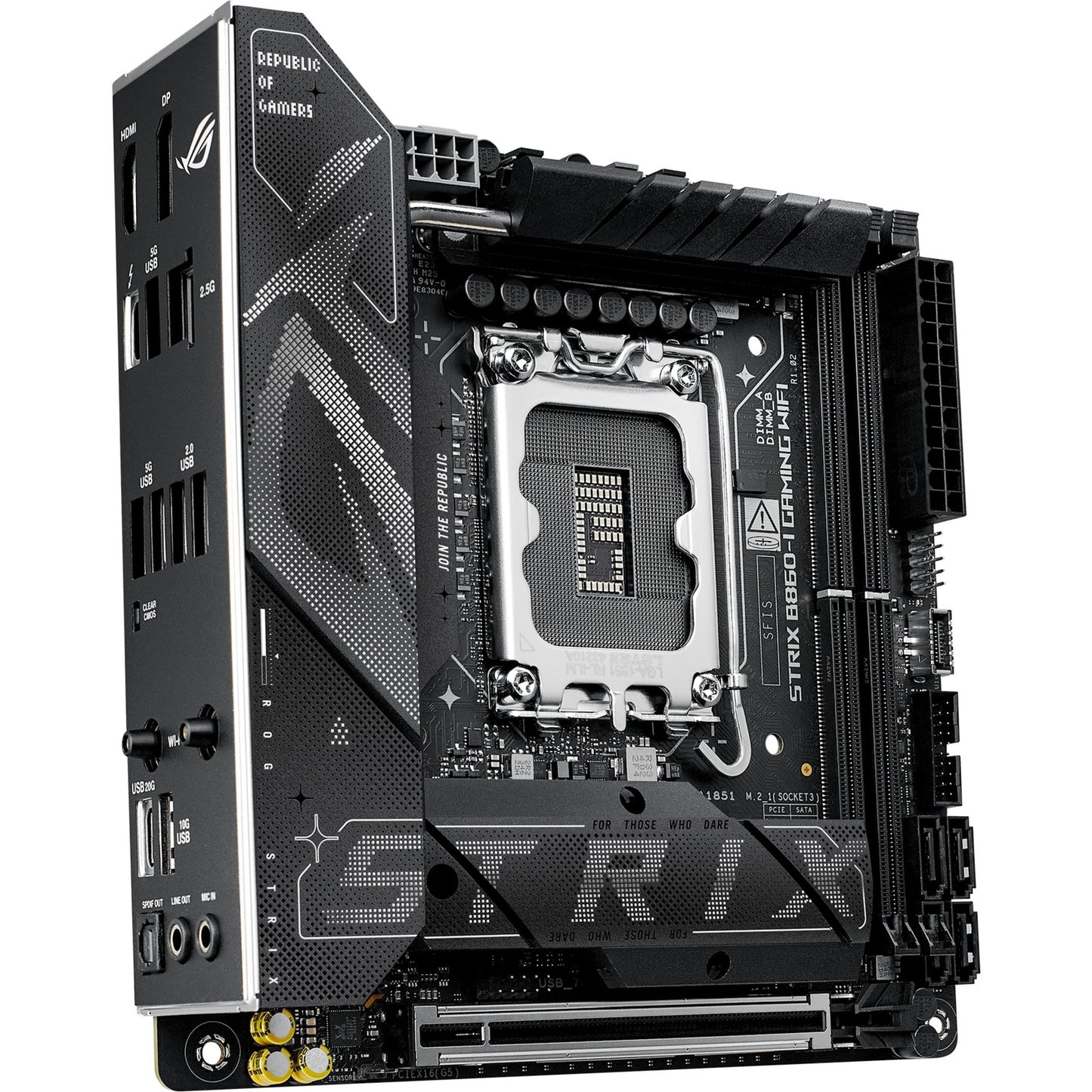 ASUS rog strix b860-i gaming wifi socket 1851 moederbord (raid, 2.5 gb-lan, wi-fi 7, bt, sound, mini-itx)