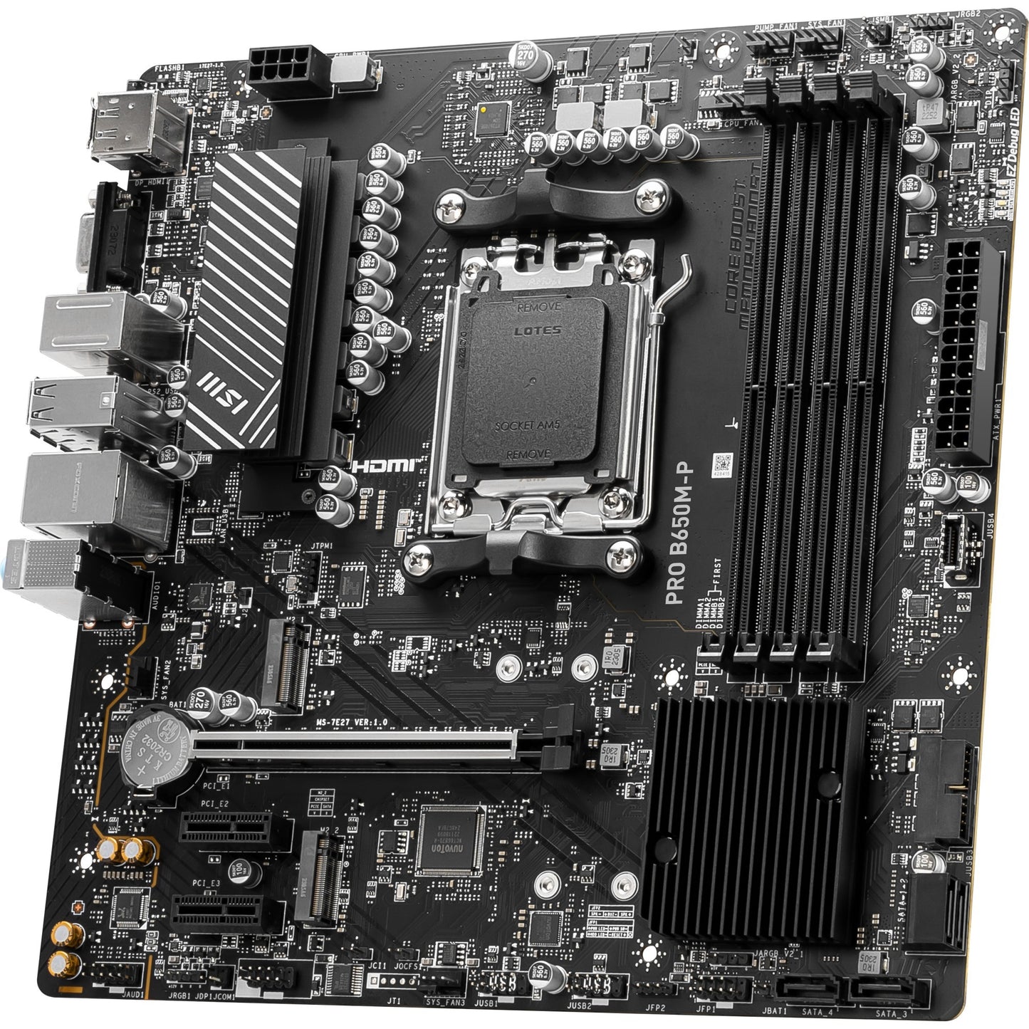 MSI pro b650m-p socket am5 moederbord (zwart, raid, 2.5 gb-lan, sound, µatx)