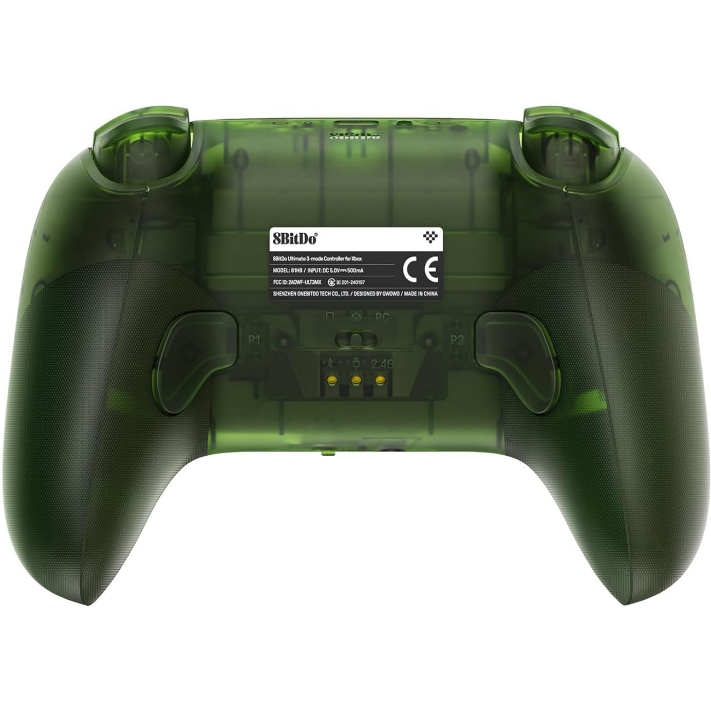 8BitDo ultimate 3-mode controller voor xbox (groen transparant, xbox series x|s, xbox one, pc, bluetooth usb-c 2.4 ghz )