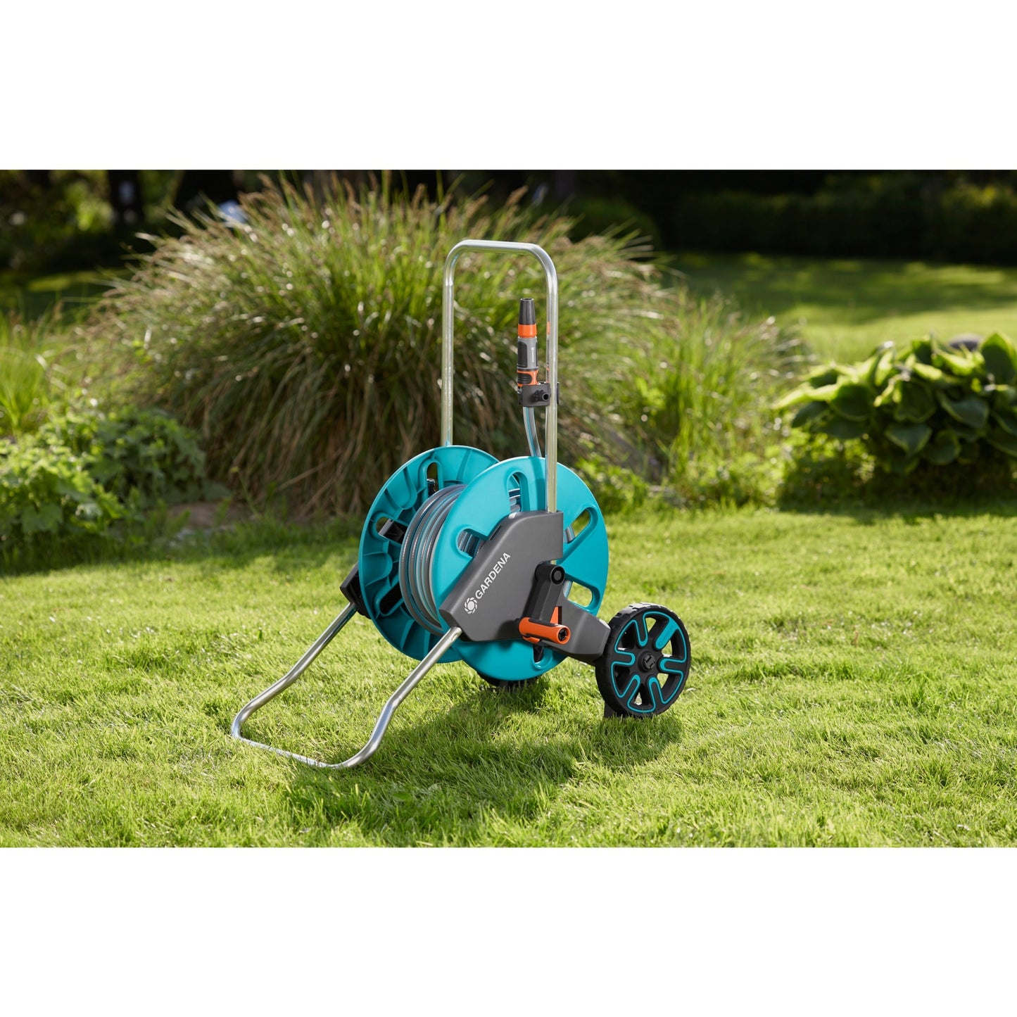 GARDENA slangenwagen aquaroll m set (turquoise grijs, 18513-20)