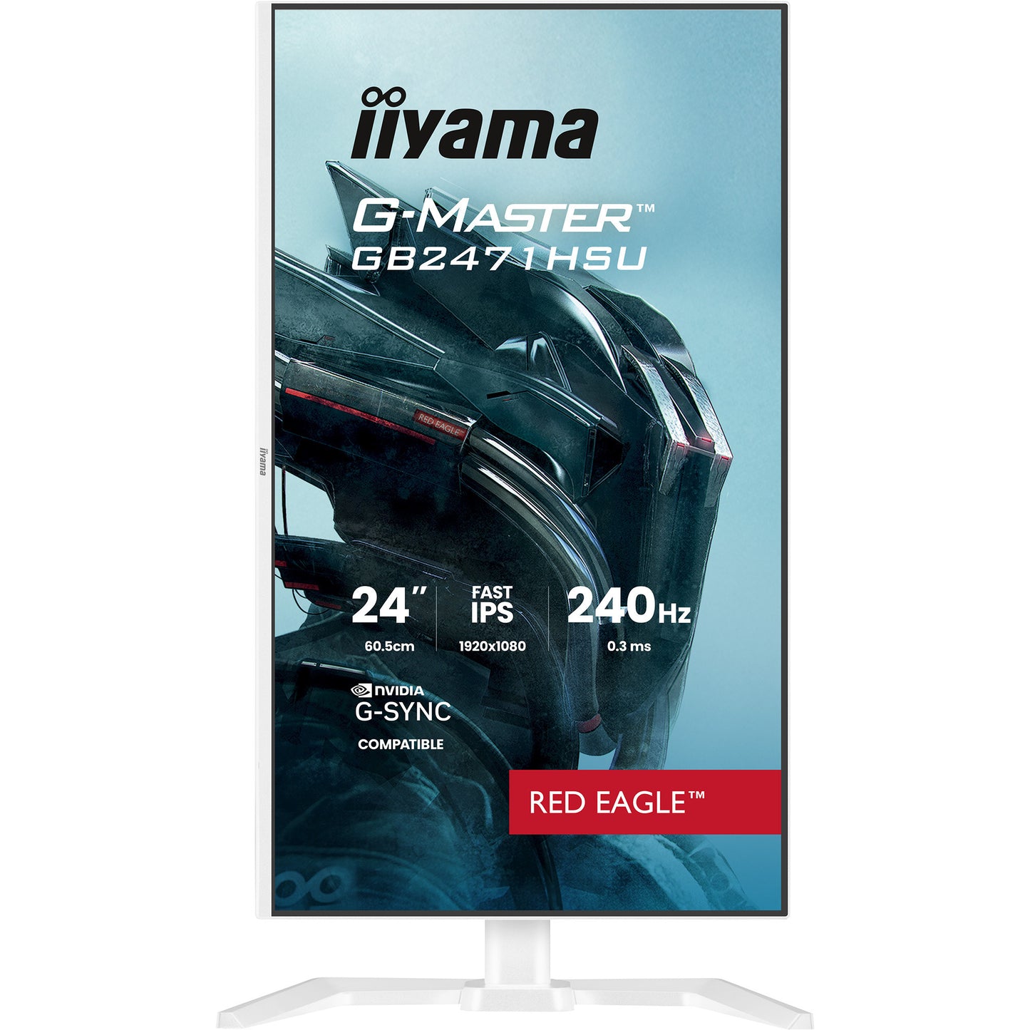 Iiyama g-master red eagle gb2471hsu-w1 23.8 gaming monitor (wit (mat), 2x hdmi, displayport, usb-a, usb-c, 240 hz)